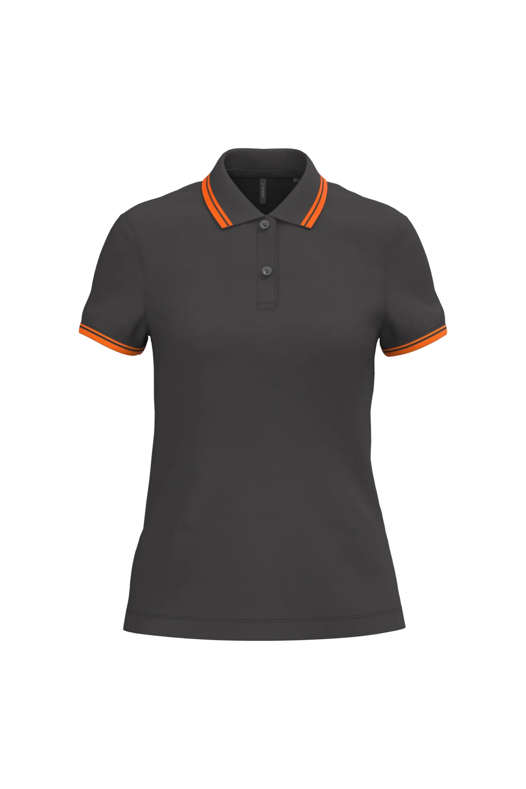 Polo femme manches courtes à liserés contrastés K273 — Dark Grey / Orange