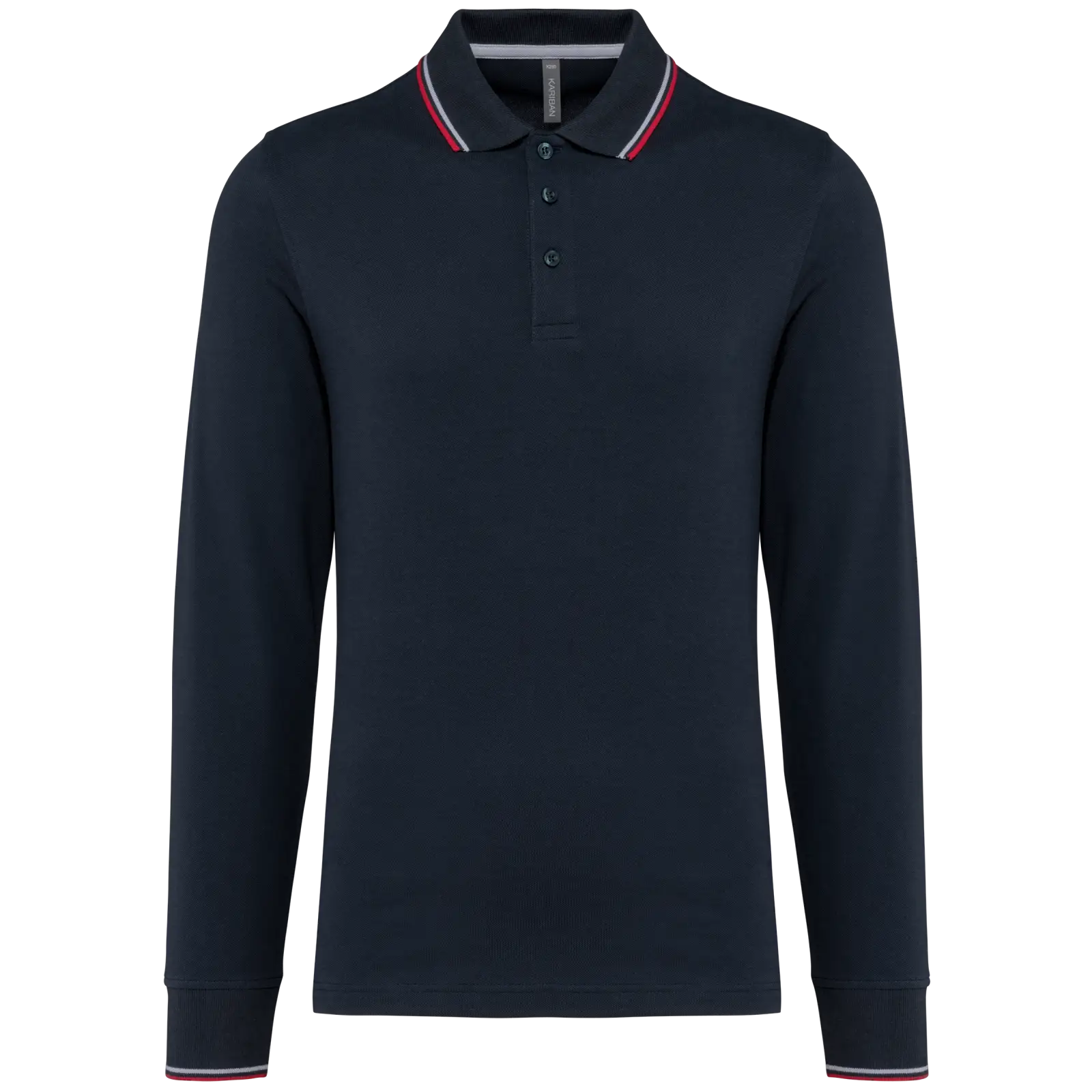 Polo maille piquée manches longues homme K280 — Navy / Red / White