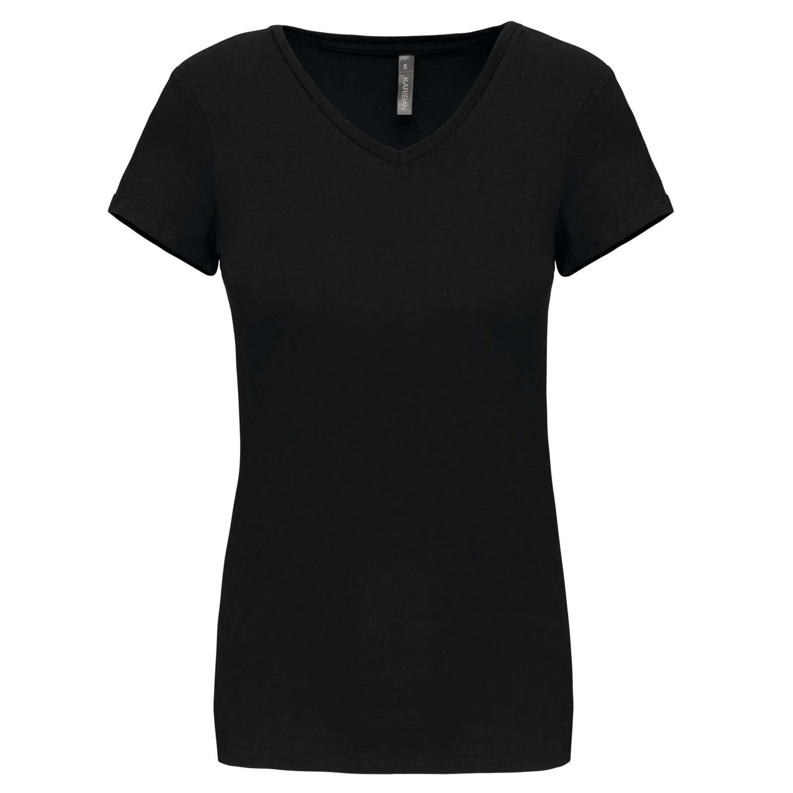 T-shirt col V manches courtes femme K3015 — Black