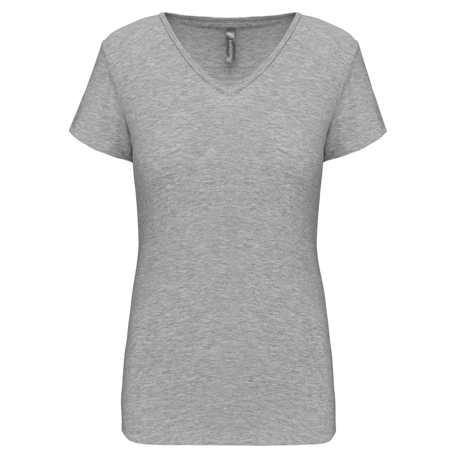 T-shirt col V manches courtes femme K3015 — Light grey heather