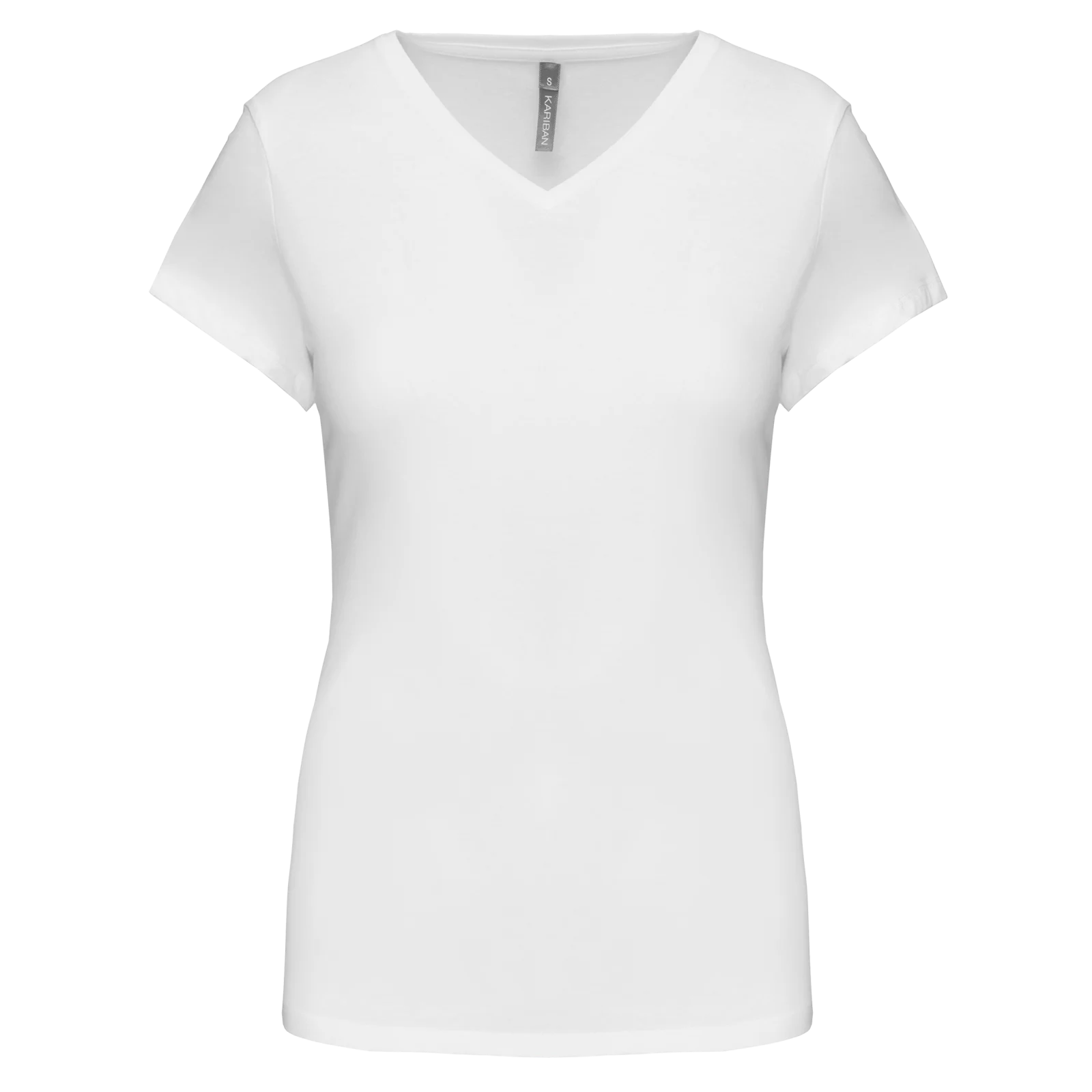 T-shirt col V manches courtes femme K3015 — White