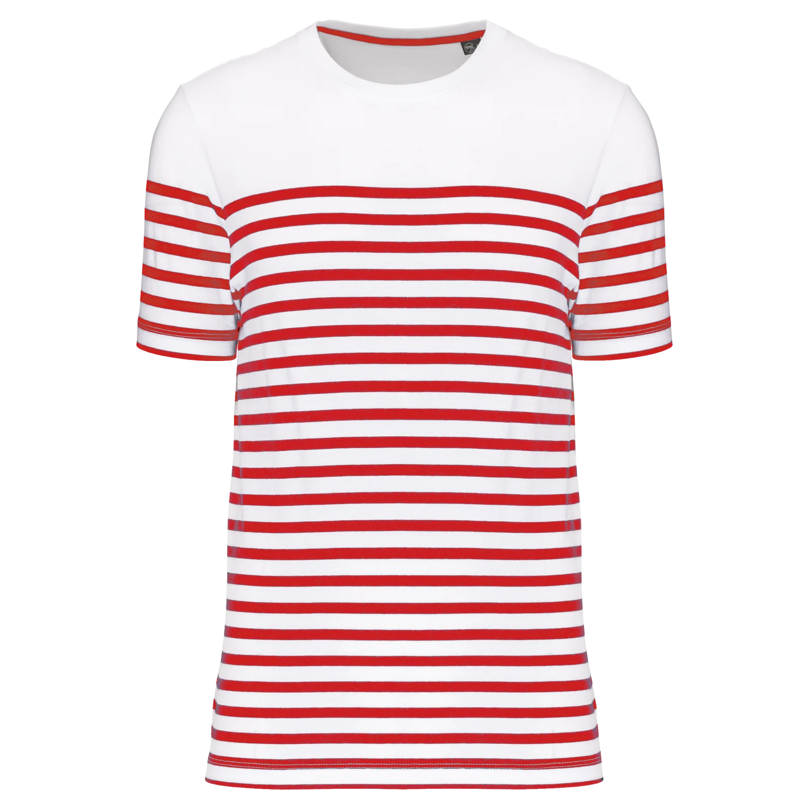 T-shirt marin col rond Bio homme K3033 — White / Red Stripe