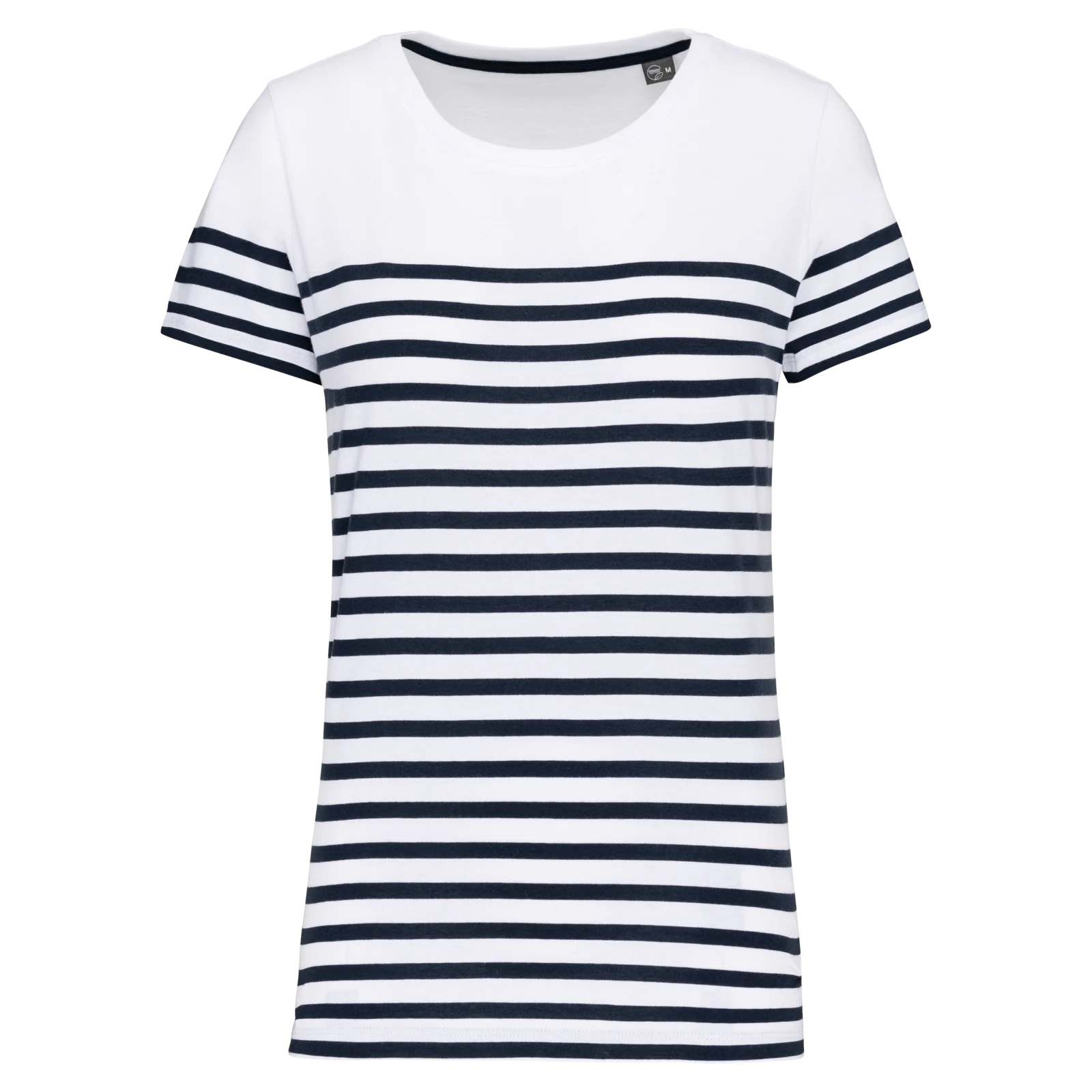 T-shirt marin col rond Bio femme K3034 — White / Navy Stripes