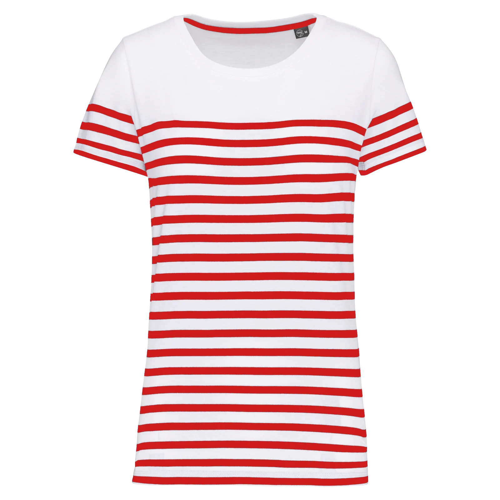 T-shirt marin col rond Bio femme K3034 — White / Red Stripe