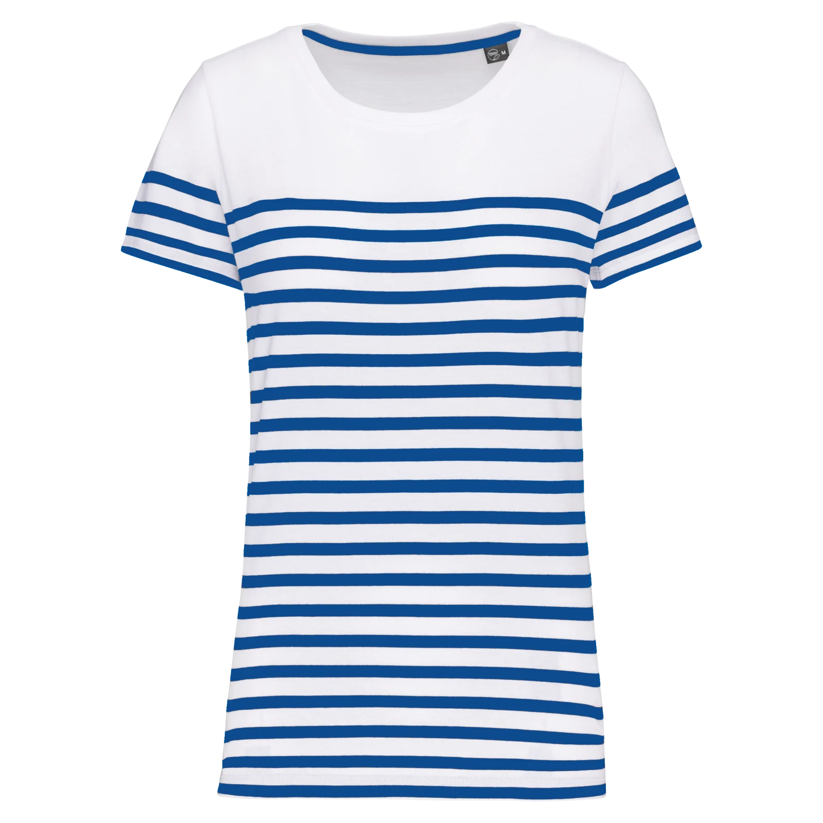 T-shirt marin col rond Bio femme K3034 — White / Royal Blue Stripe