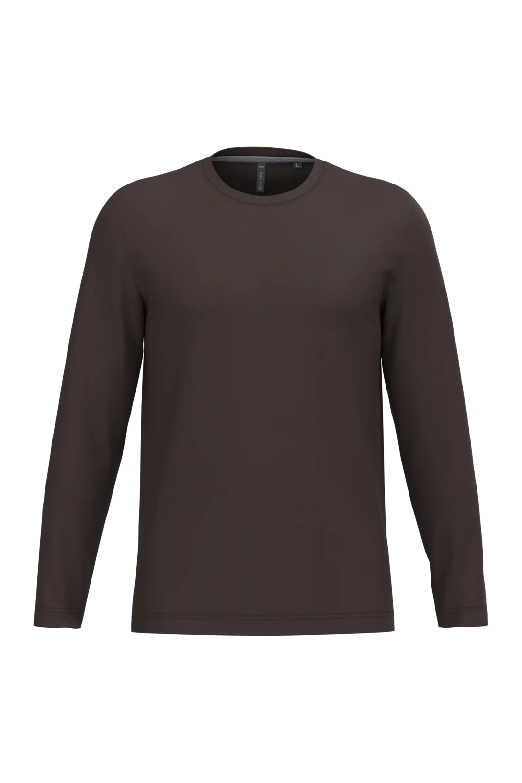 T-shirt col rond manches longues homme K359 — Chocolate