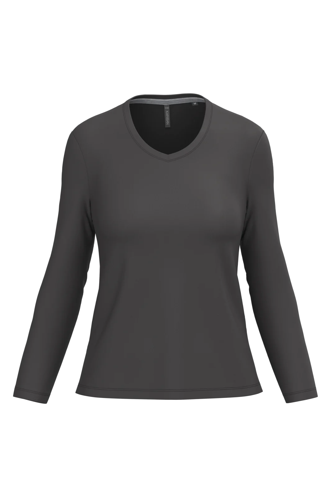 T-shirt col V manches longues femme K382 — Dark Grey