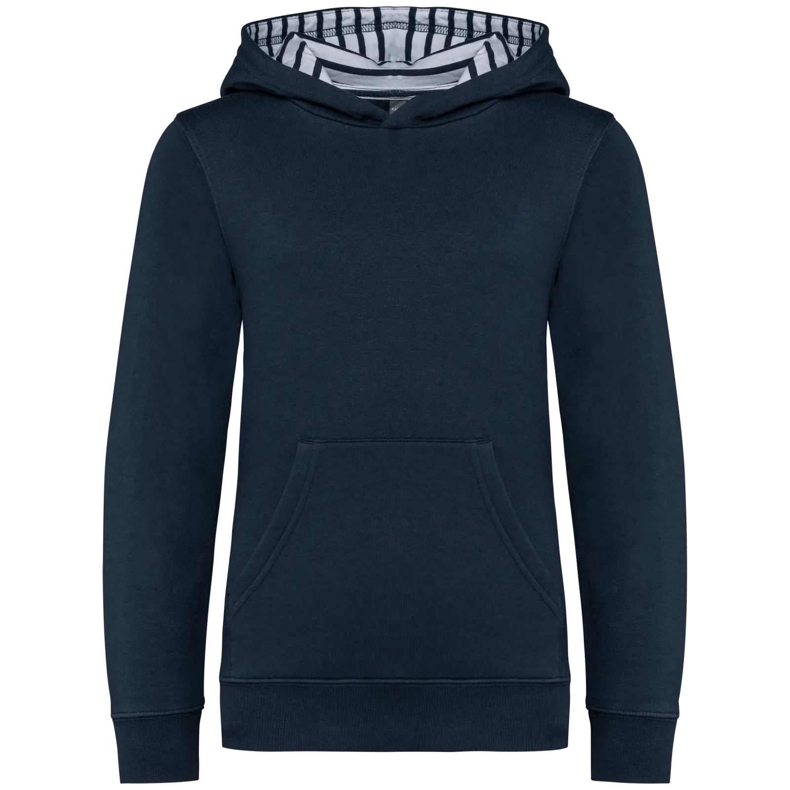 Sweat-shirt à capuche contrastée à motifs enfant unisexe K4014 — Navy / Mariniere
