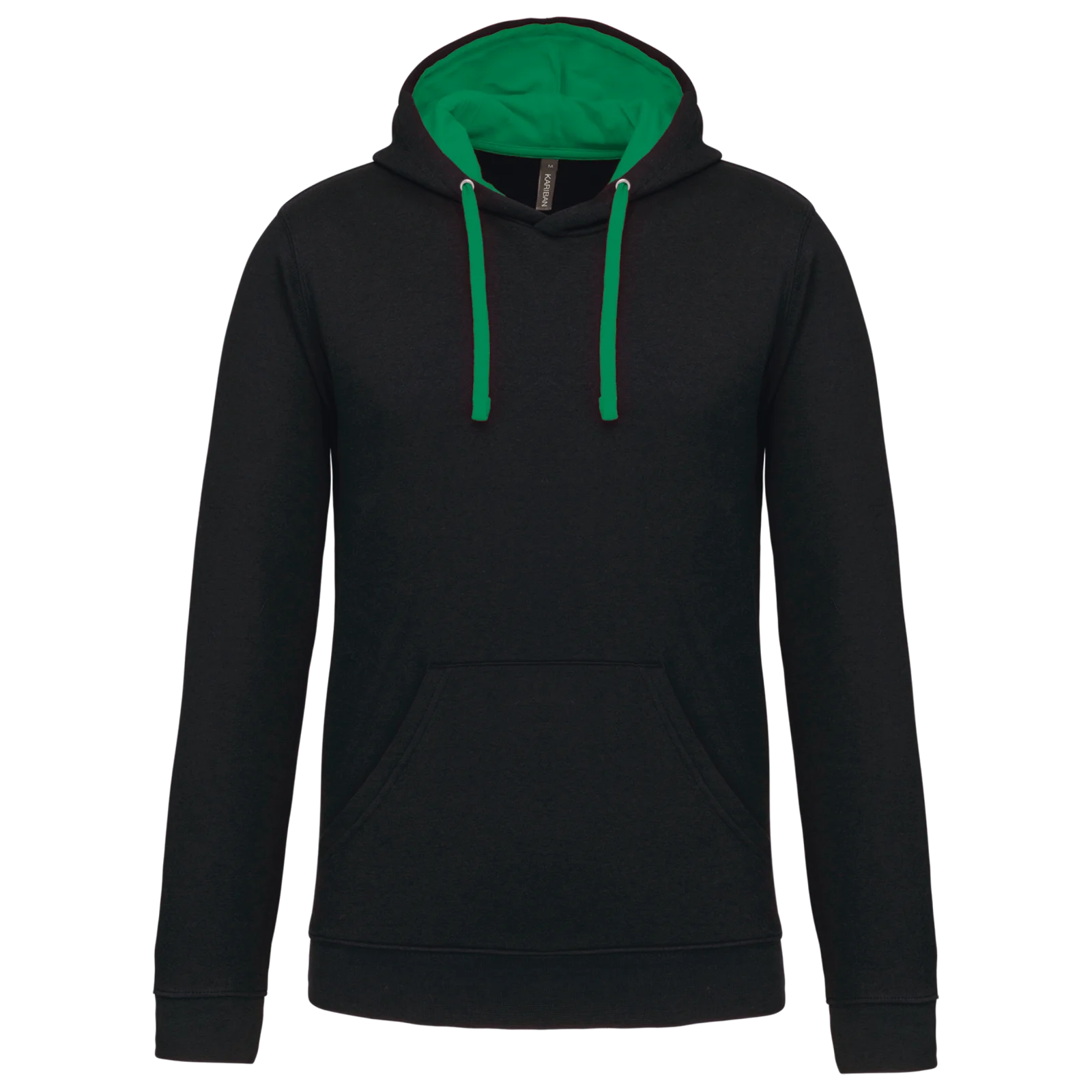 Sweat-shirt capuche contrastée homme K446 — Black / Light Kelly Green