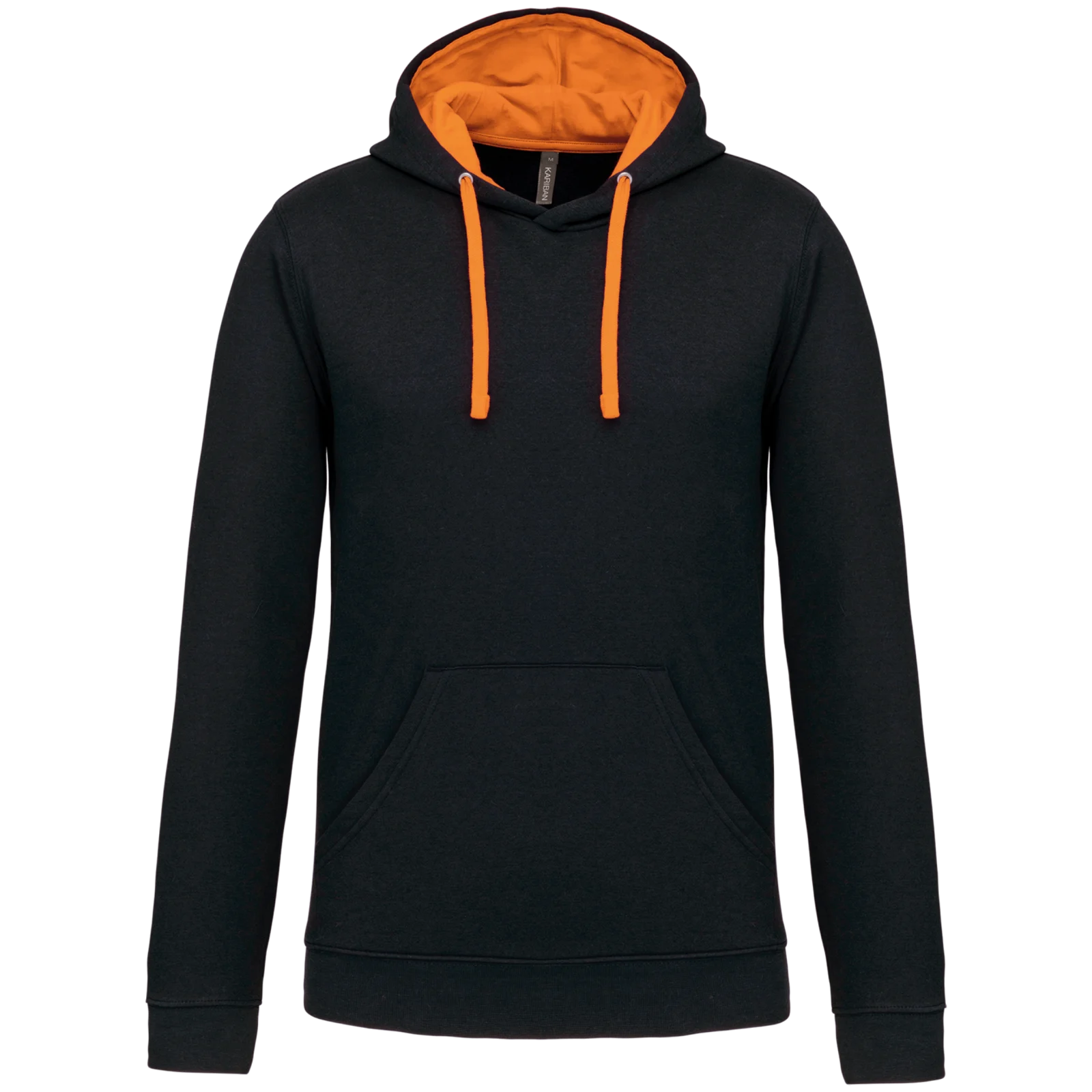 Sweat-shirt capuche contrastée homme K446 — Black / Orange