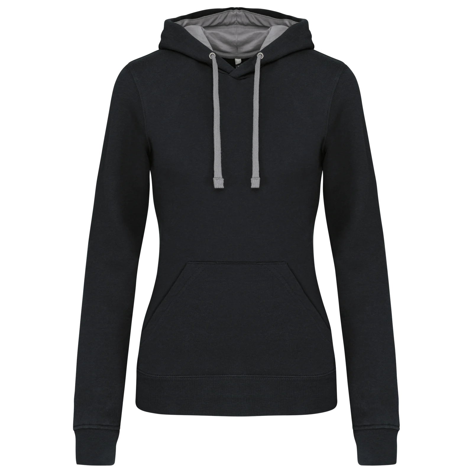 Sweat-shirt capuche contrastée femme K465 — Black / Fine Grey