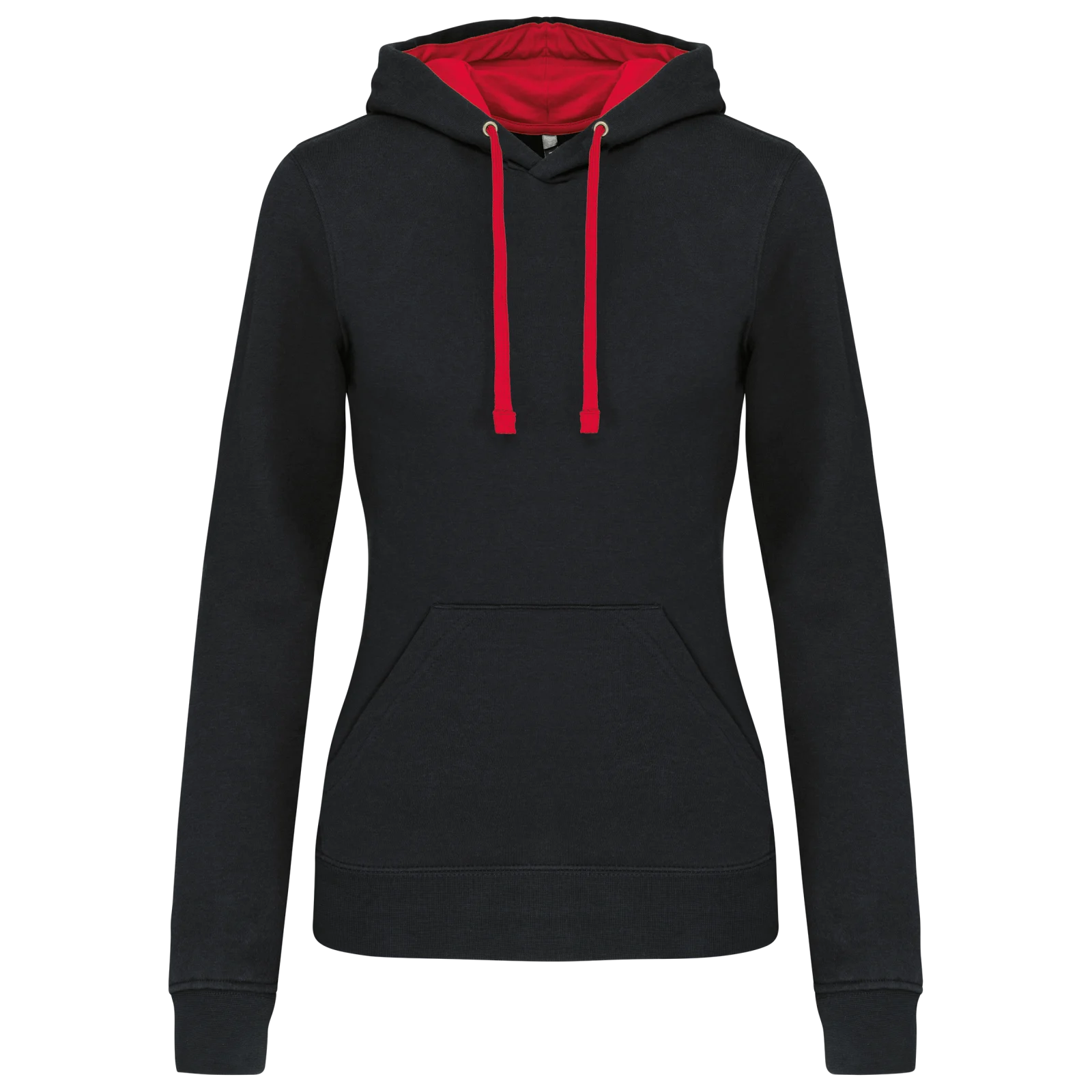 Sweat-shirt capuche contrastée femme K465 — Black / Red