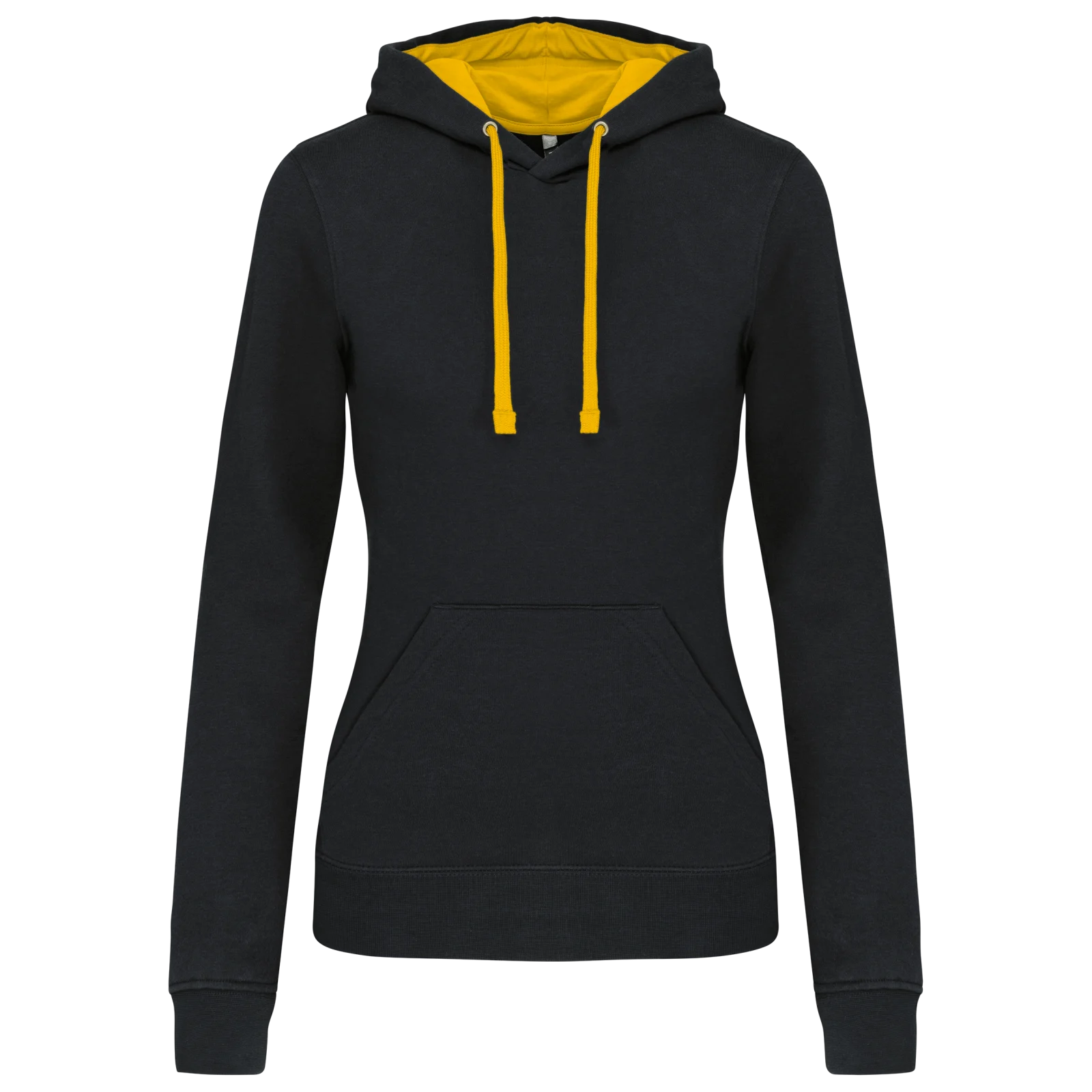 Sweat-shirt capuche contrastée femme K465 — Black / Yellow