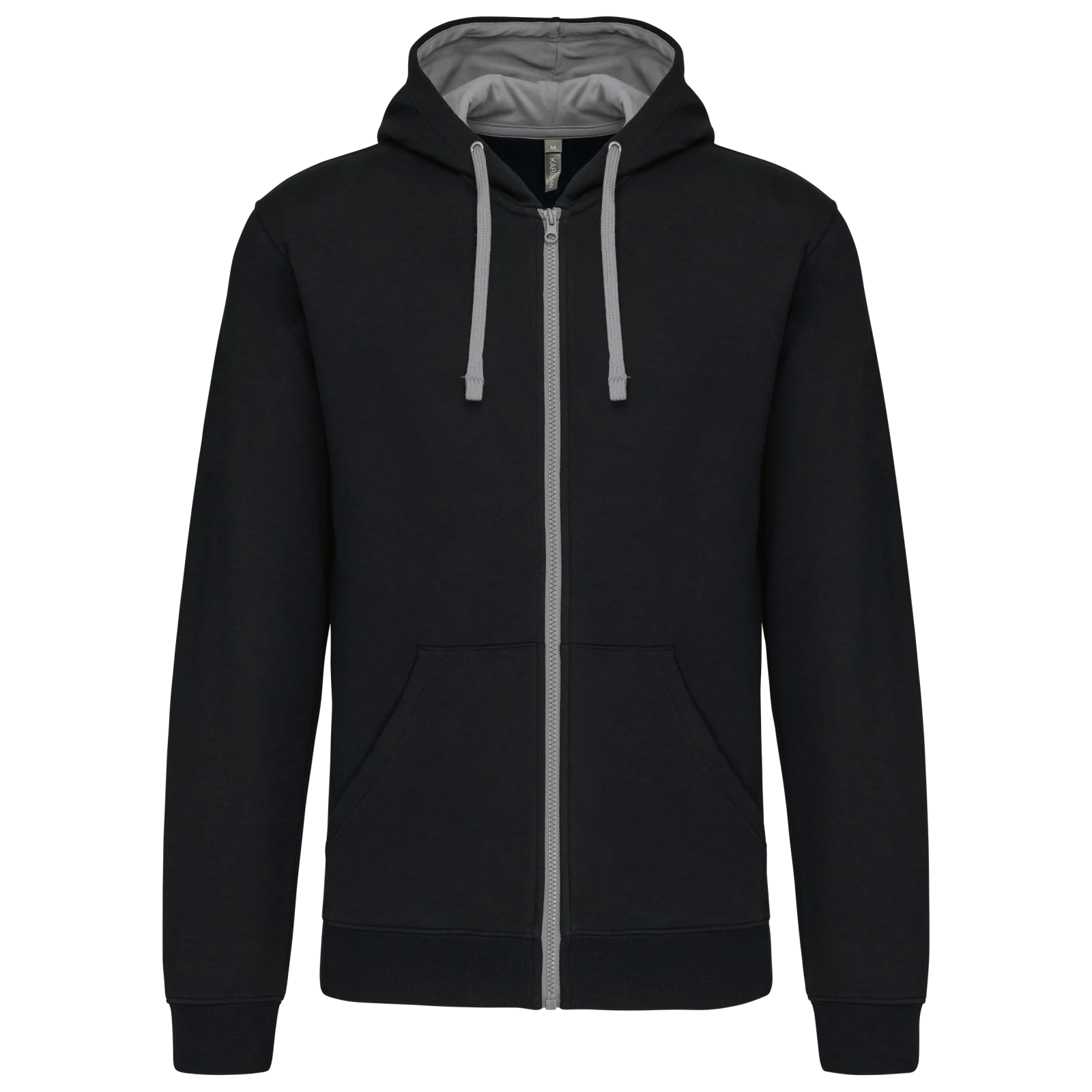 Sweat-shirt zippé capuche contrastée K466 — Black / Fine Grey