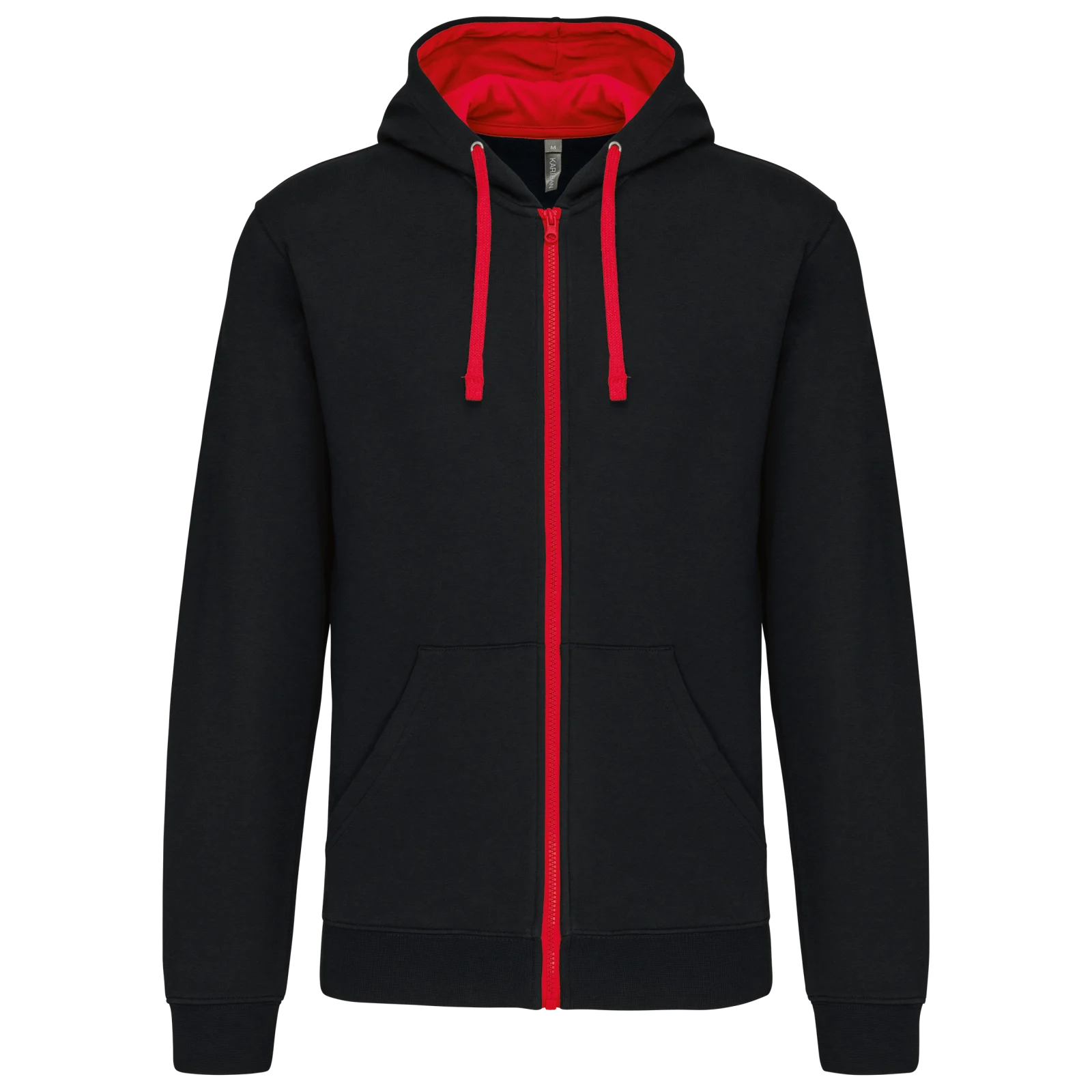 Sweat-shirt zippé capuche contrastée K466 — Black / Red