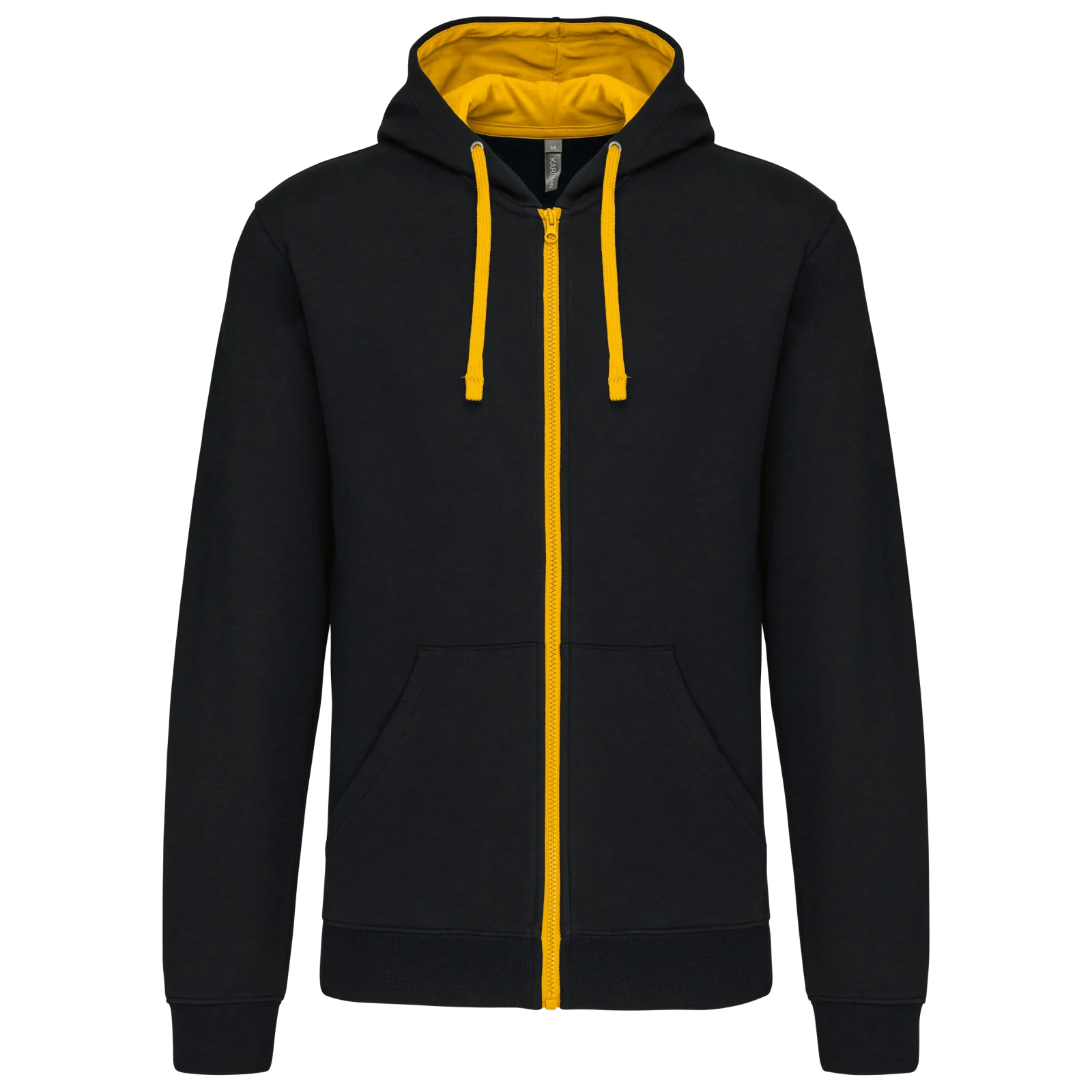 Sweat-shirt zippé capuche contrastée K466 — Black / Yellow
