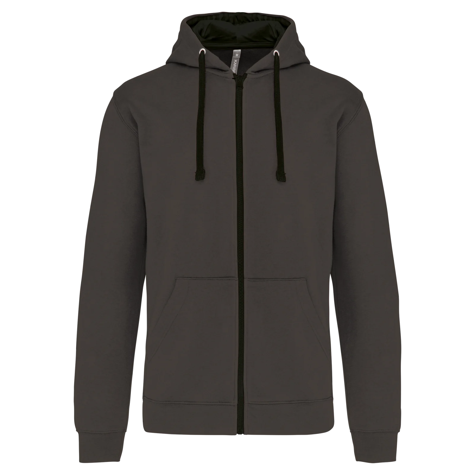 Sweat-shirt zippé capuche contrastée K466 — Dark Grey / Black