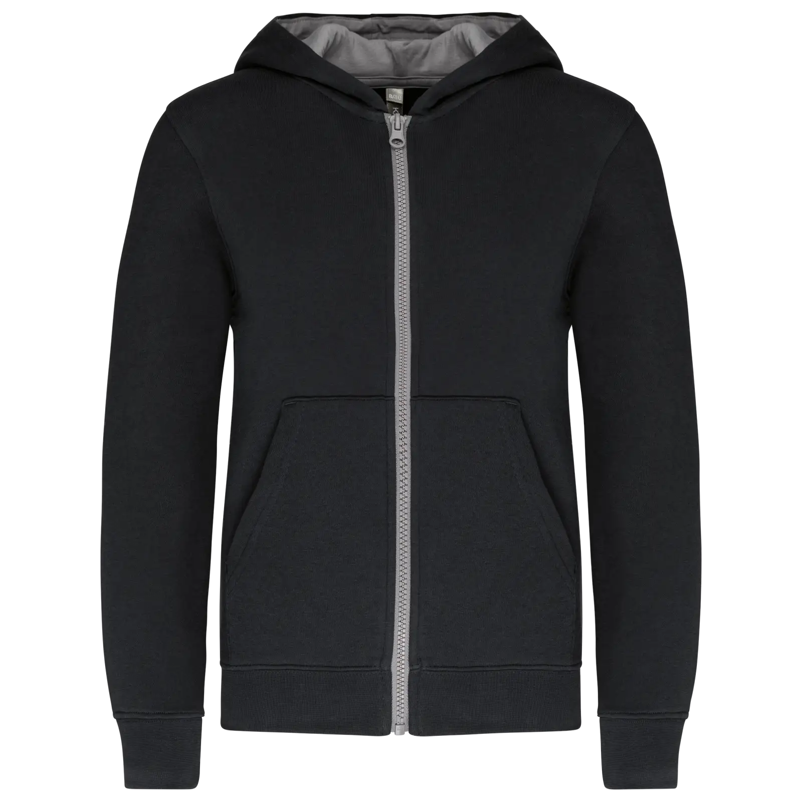 Sweat-shirt zippé capuche enfant K486 — Black / Fine Grey