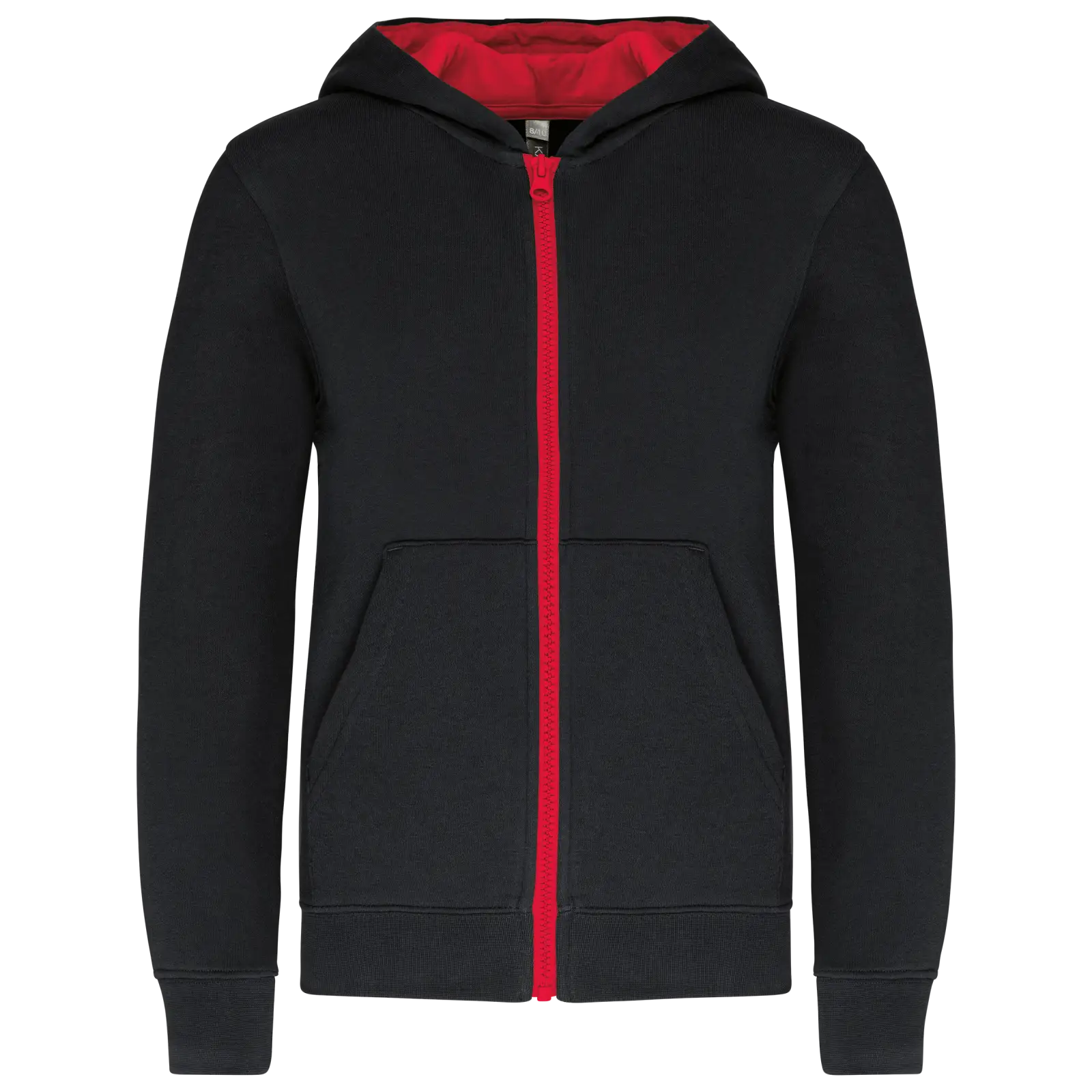 Sweat-shirt zippé capuche enfant K486 — Black / Red