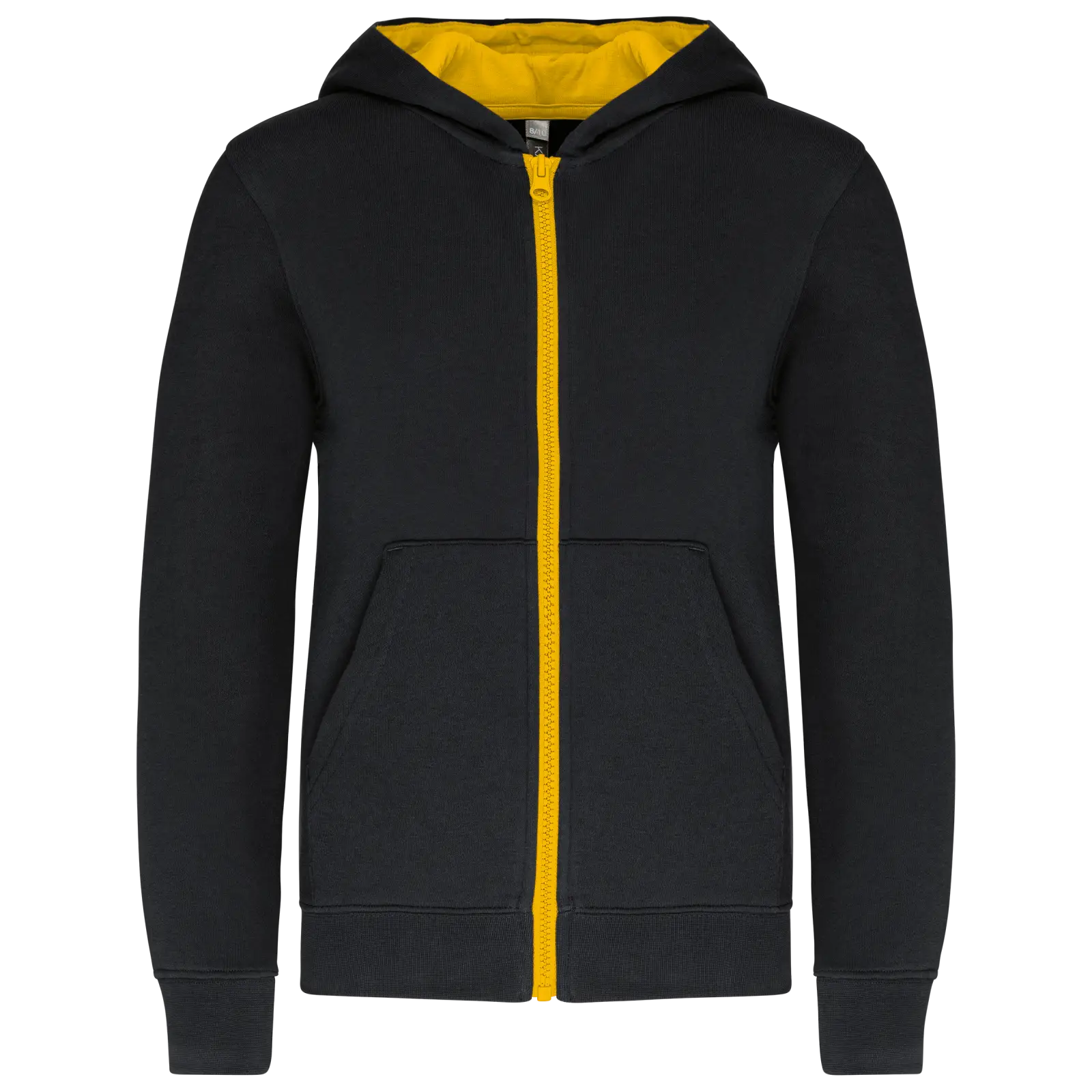 Sweat-shirt zippé capuche enfant K486 — Black / Yellow