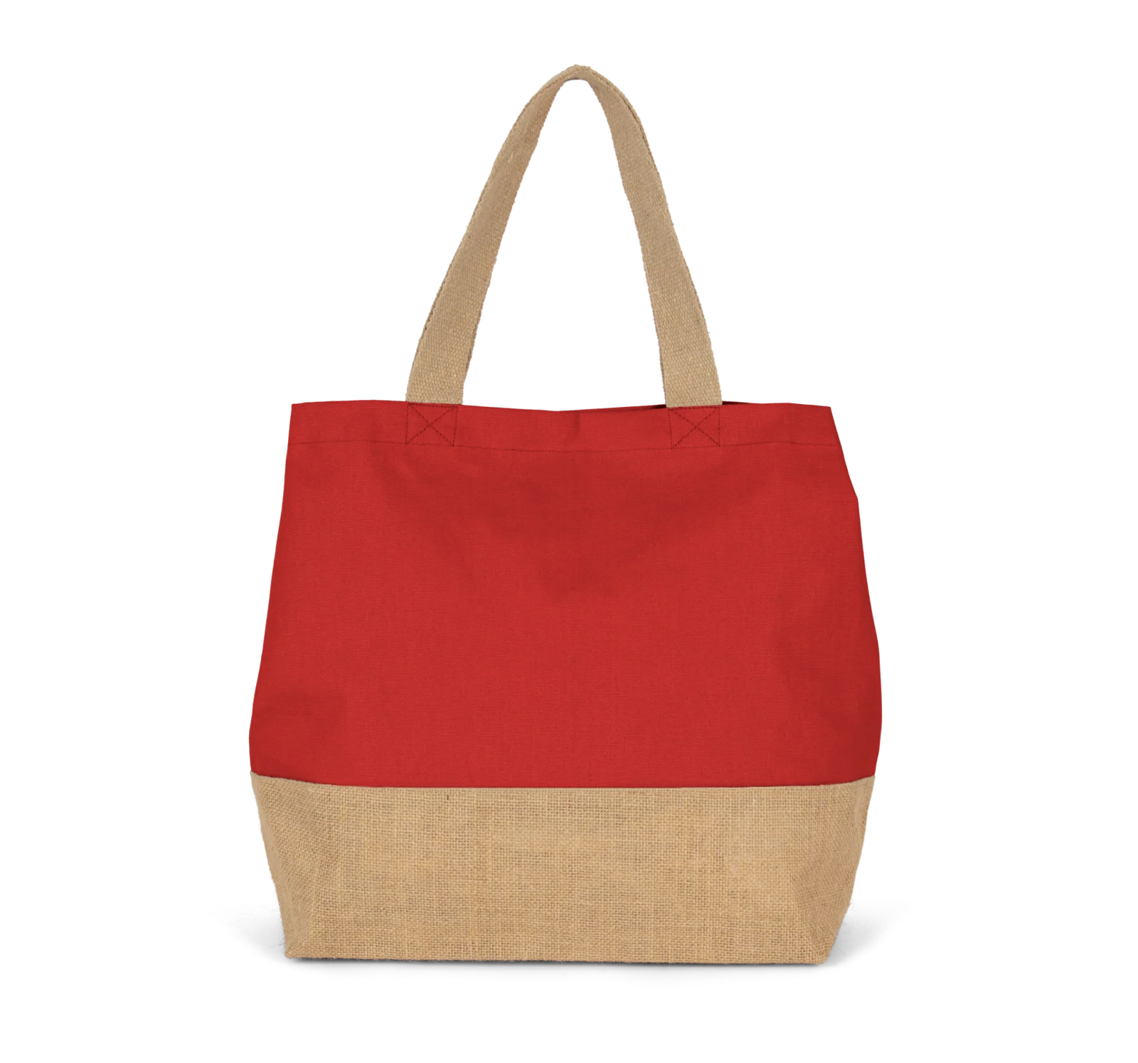Sac shopping en toiles de coton et jute KI0235 — Arandano Red / Natural