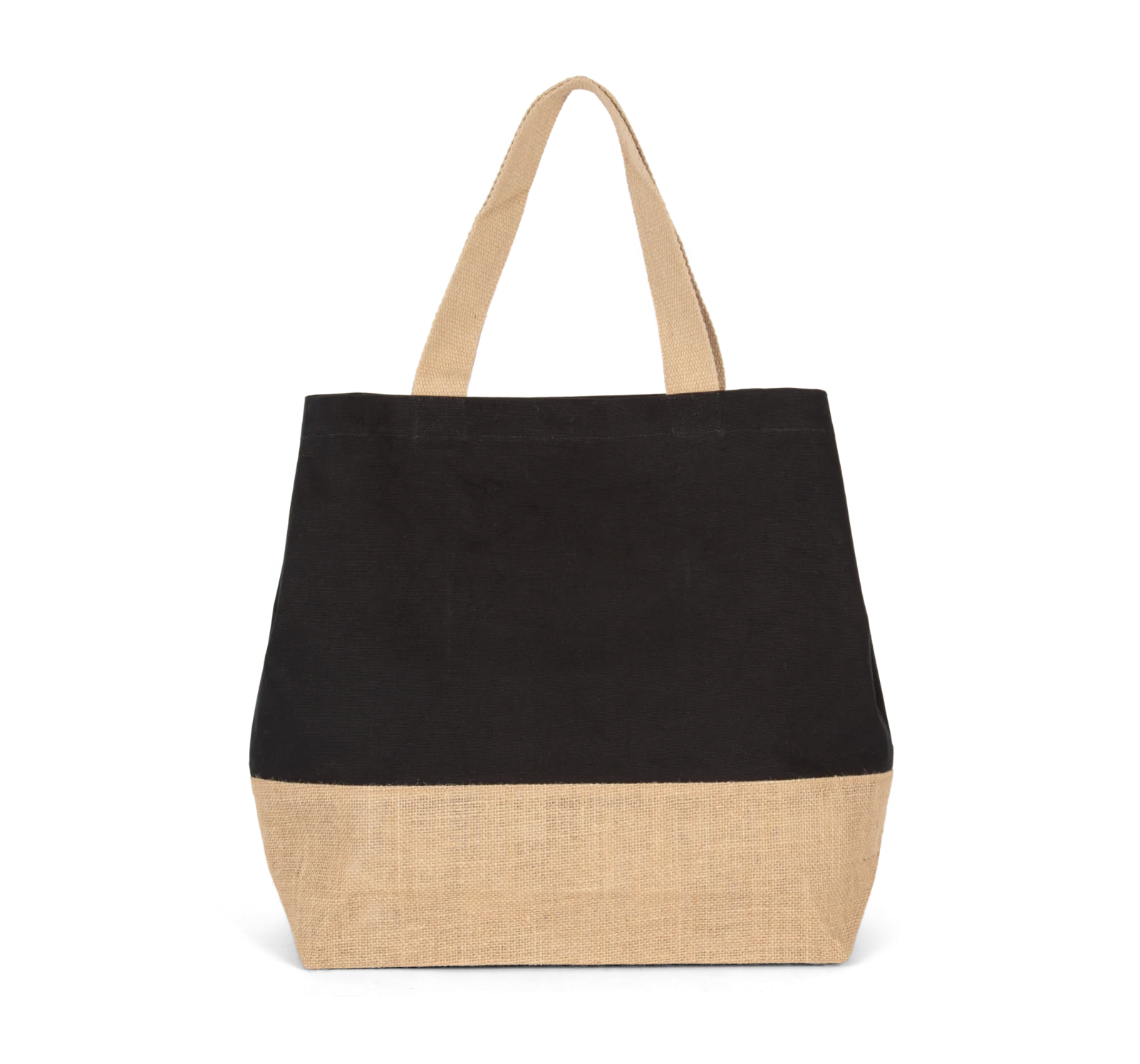 Sac shopping en toiles de coton et jute KI0235 — Black / Natural