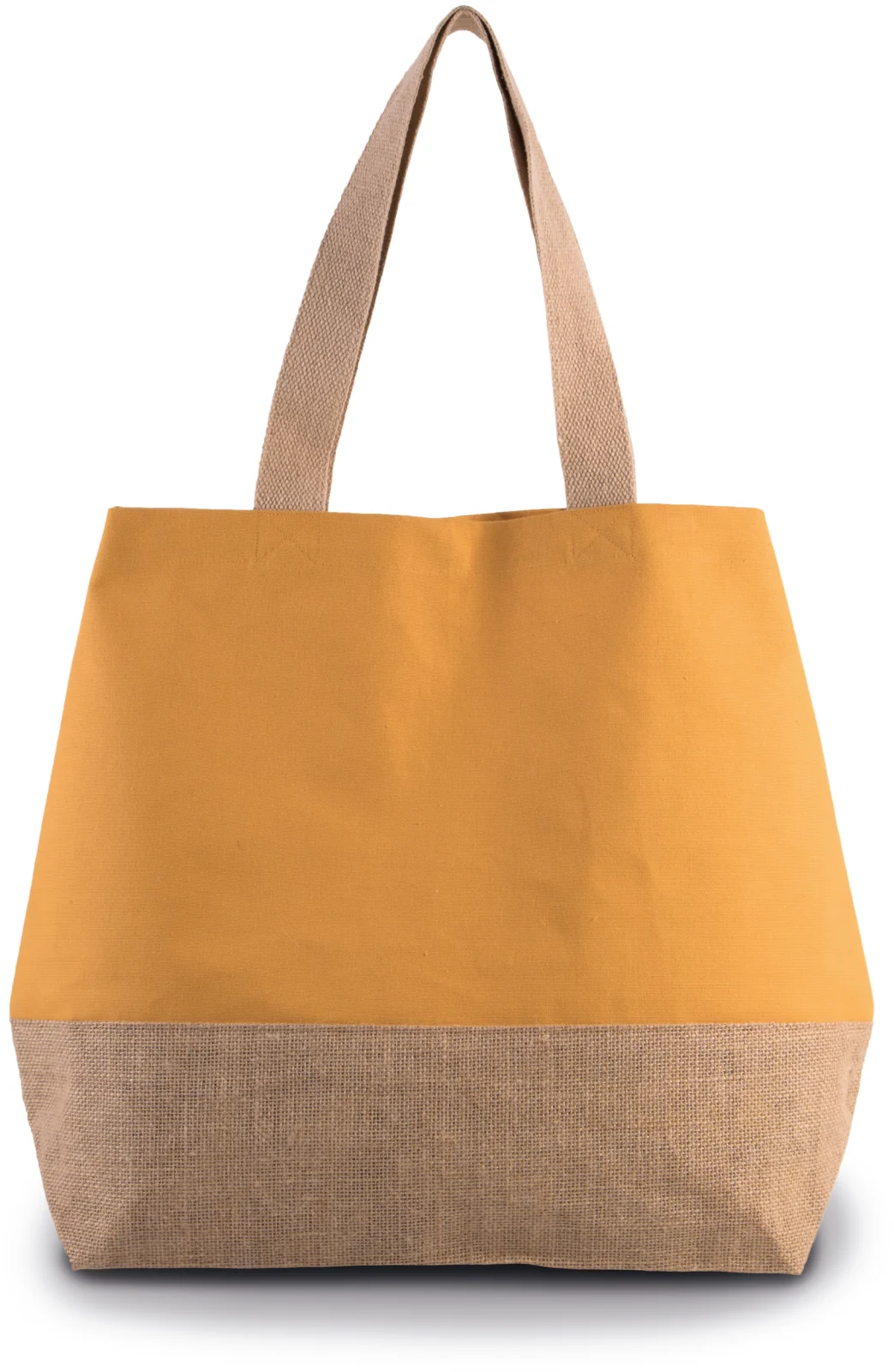 Sac shopping en toiles de coton et jute KI0235 — Cumin Yellow / Natural