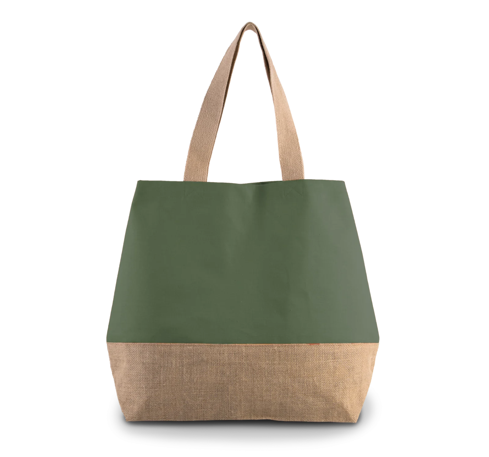 Sac shopping en toiles de coton et jute KI0235 — Dusty Light Green / Natural
