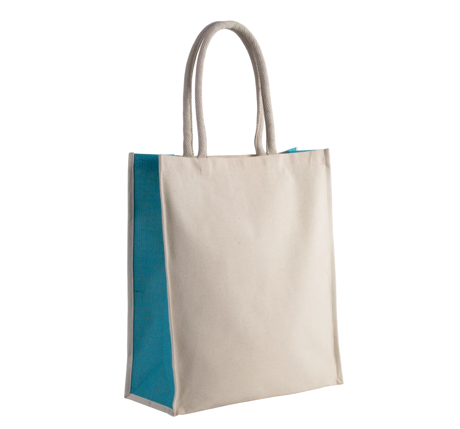 Sac cabas en coton / jute - 23 L KI0253 — Natural / Turquoise