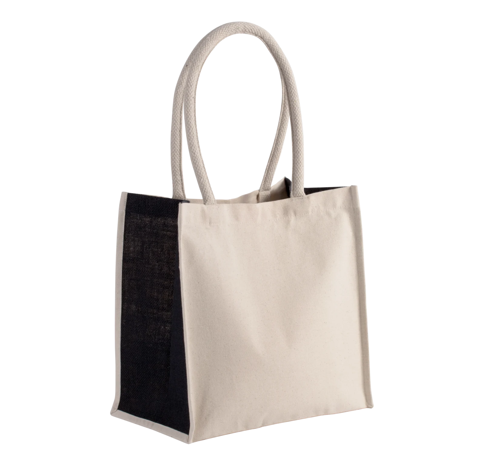 Sac cabas en coton / jute - 17 L KI0255 — Natural / Black