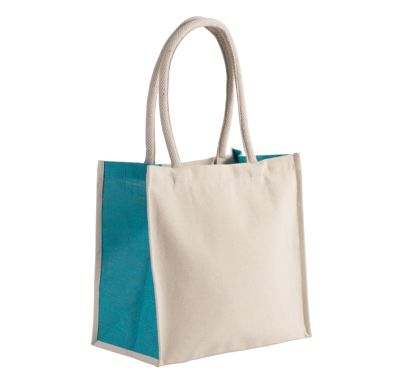 Sac cabas en coton / jute - 17 L KI0255 — Natural / Turquoise