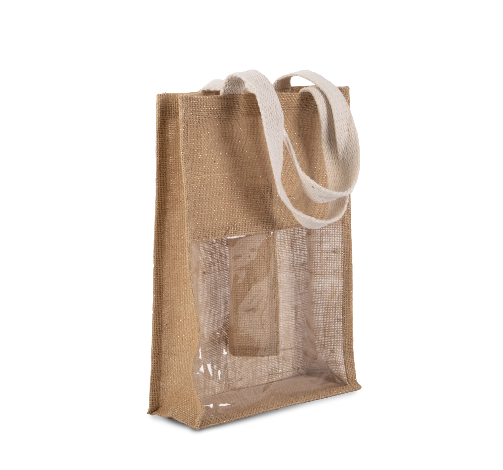 Sac porte-bouteilles en jute KI0268 — Natural / Gold