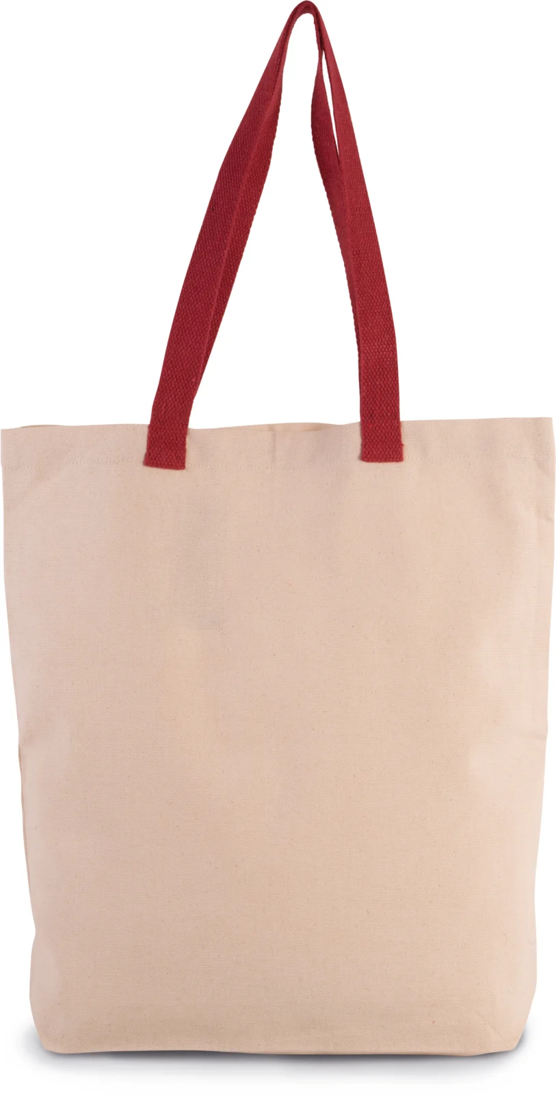 Sac shopping à soufflet avec poignées contrastées KI0278 — Natural / Cherry Red