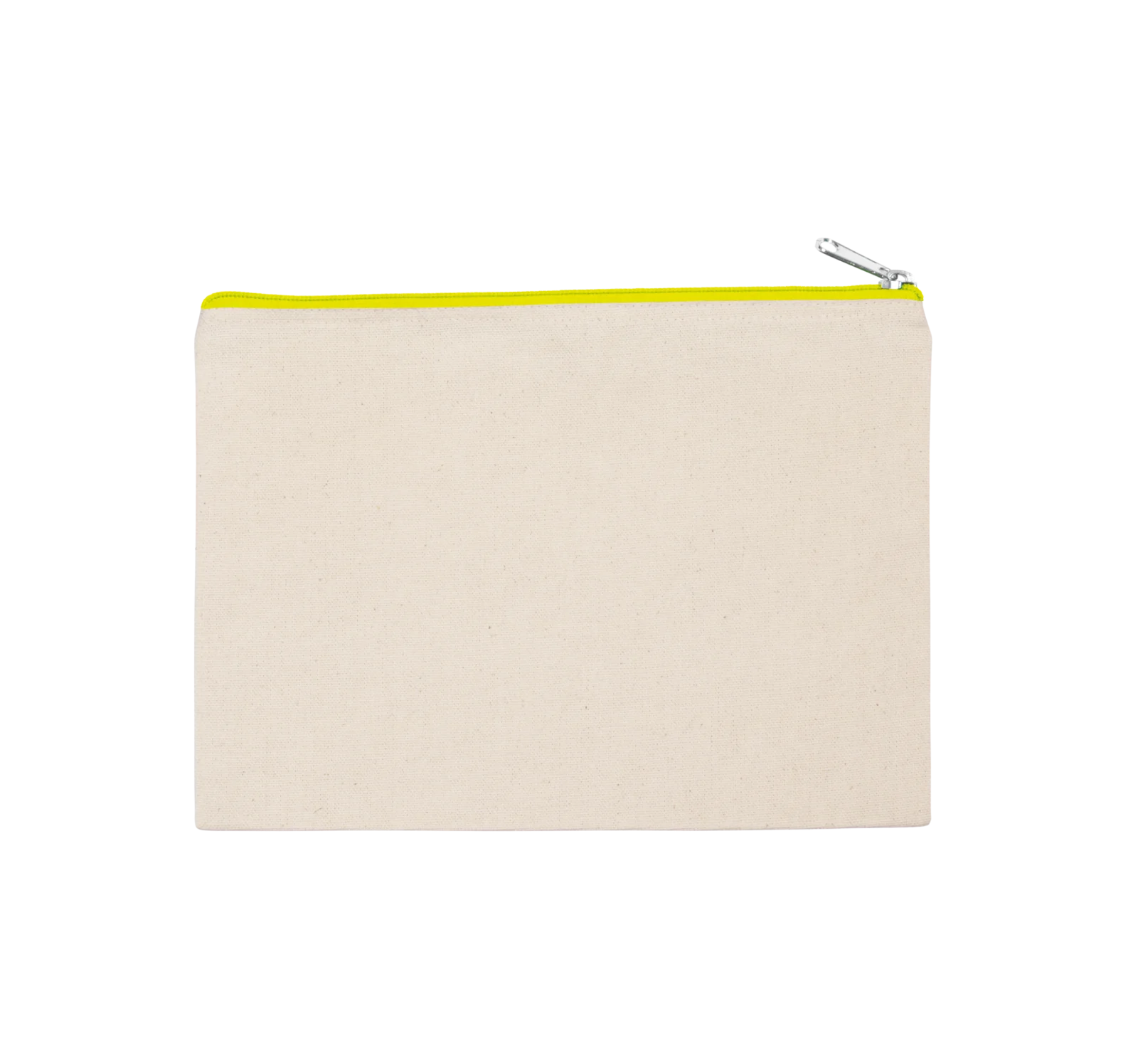 Pochette en coton canvas - grand modèle KI0722 — Natural / Fluorescent Yellow