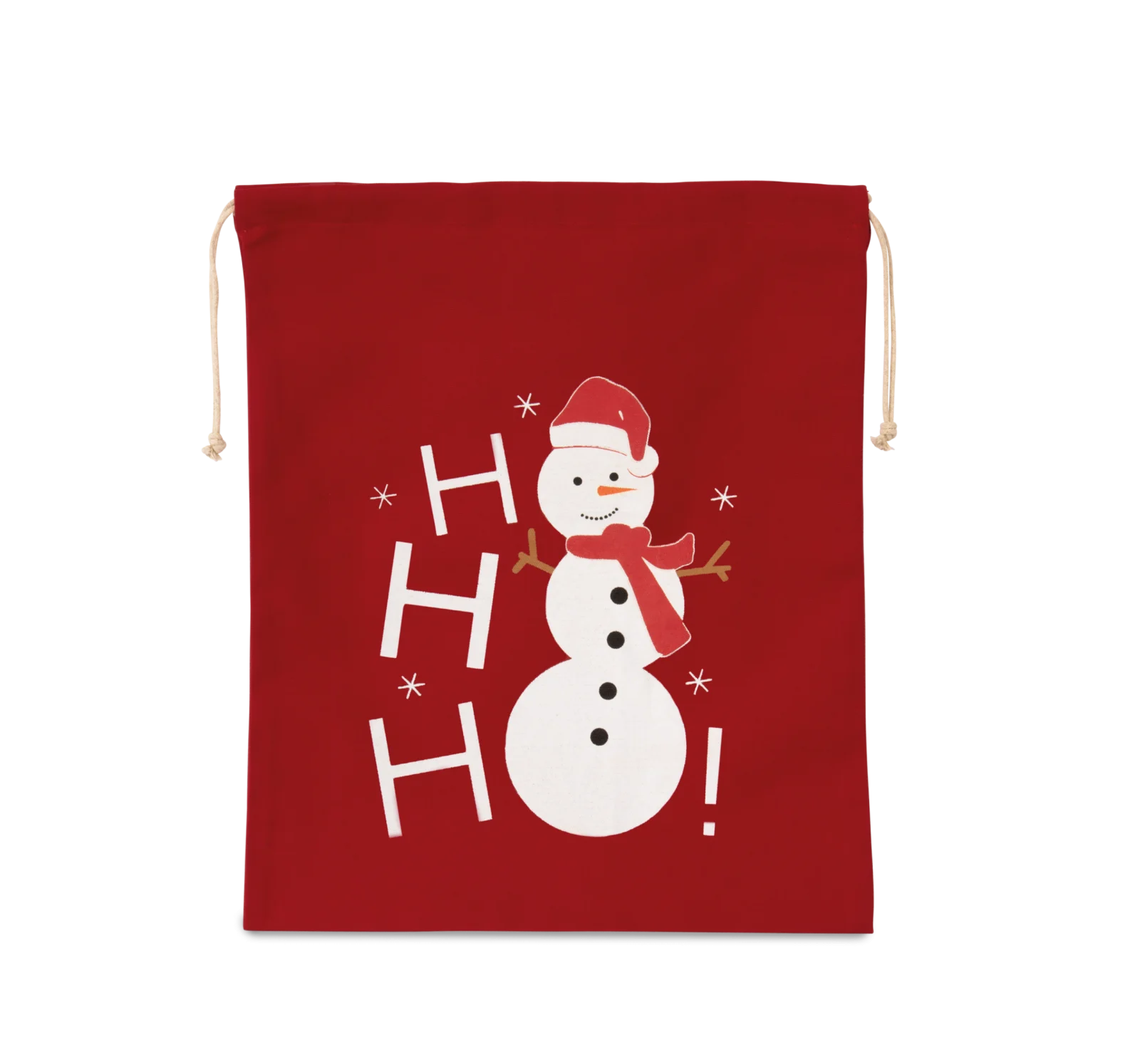Sac coton à cordon motif bonhomme de neige KI0745 — Cherry Red
