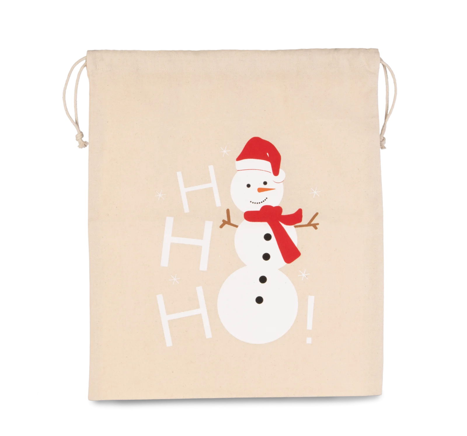 Sac coton à cordon motif bonhomme de neige KI0745 — Natural