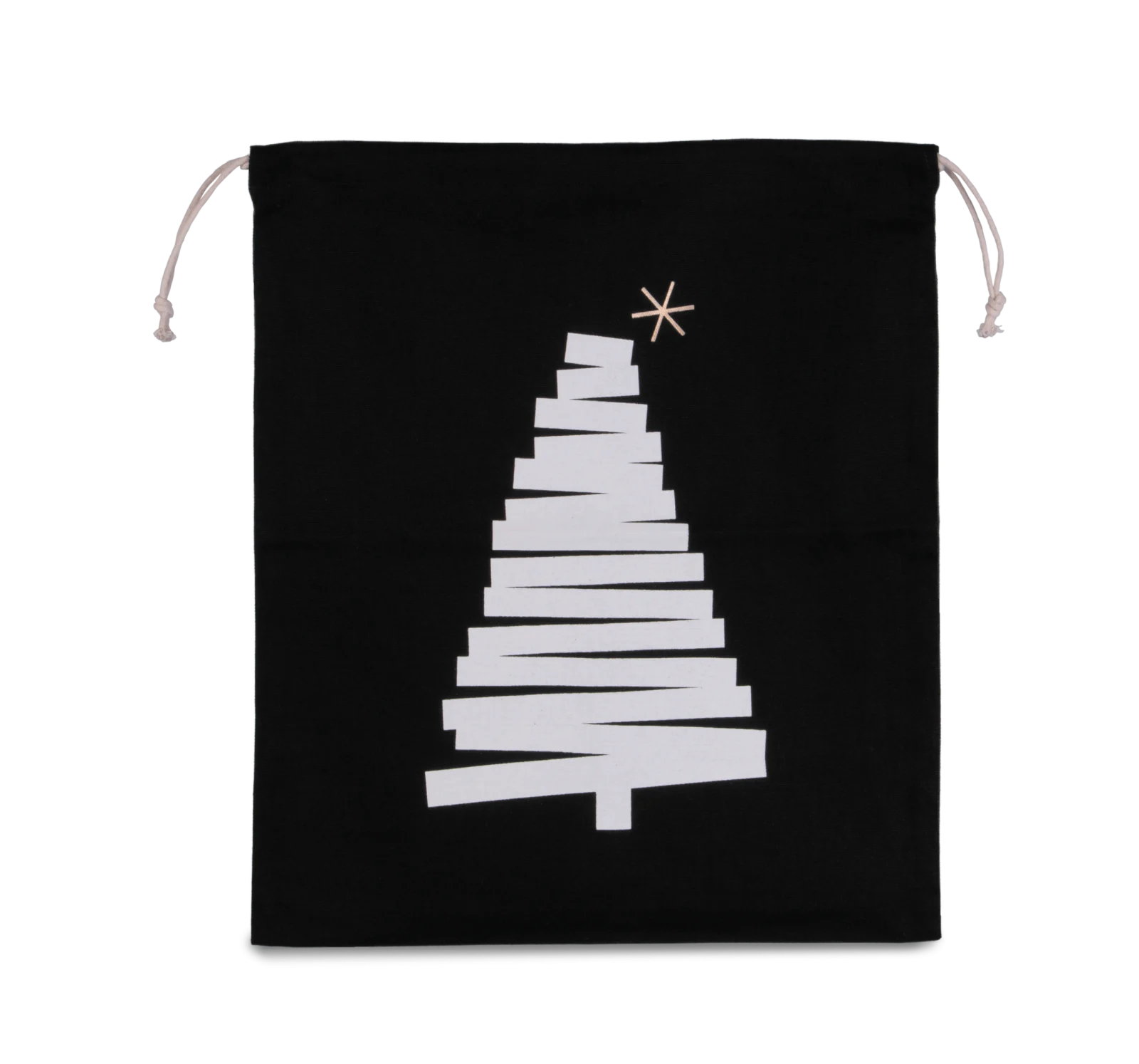 Sac coton à cordon motif sapin KI0746 — Black