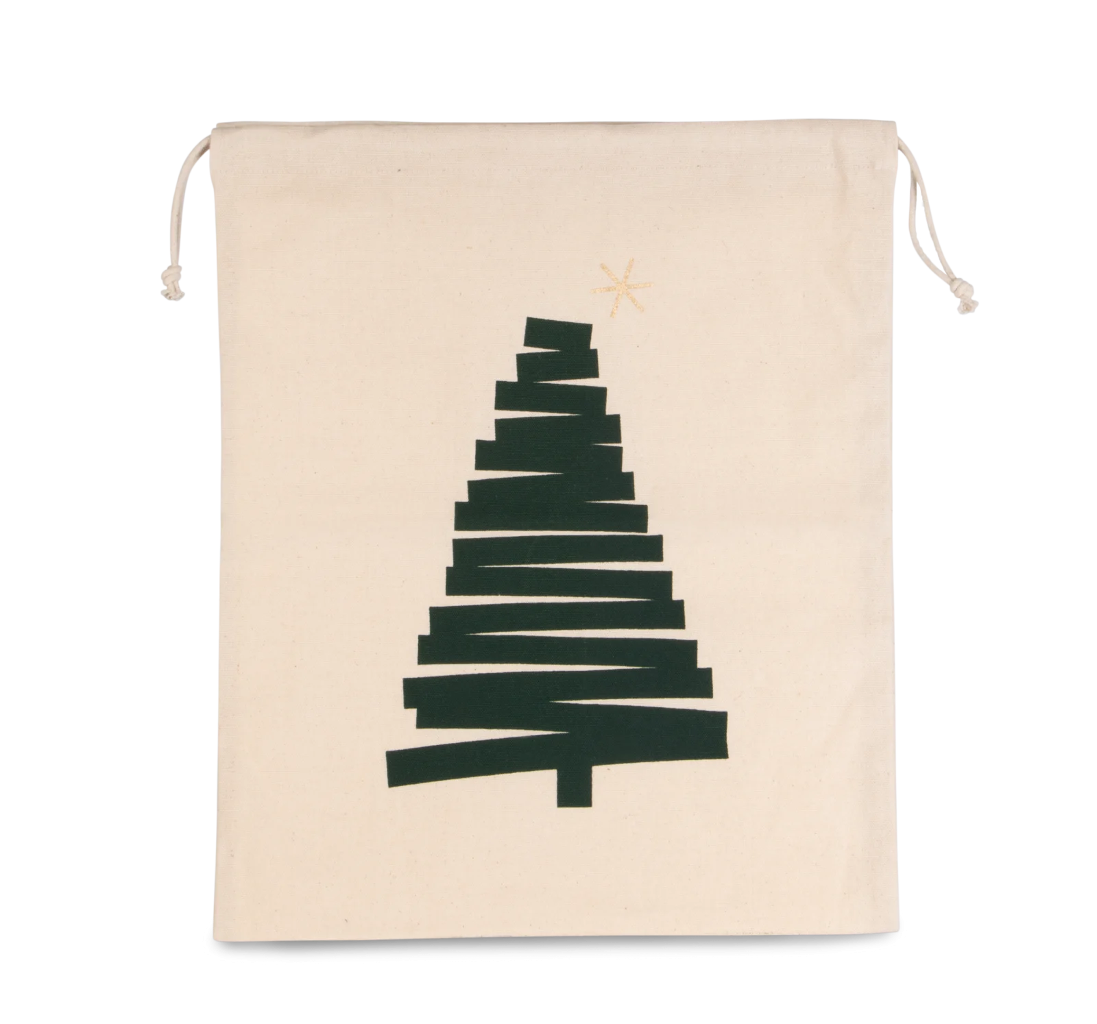 Sac coton à cordon motif sapin KI0746 — Natural
