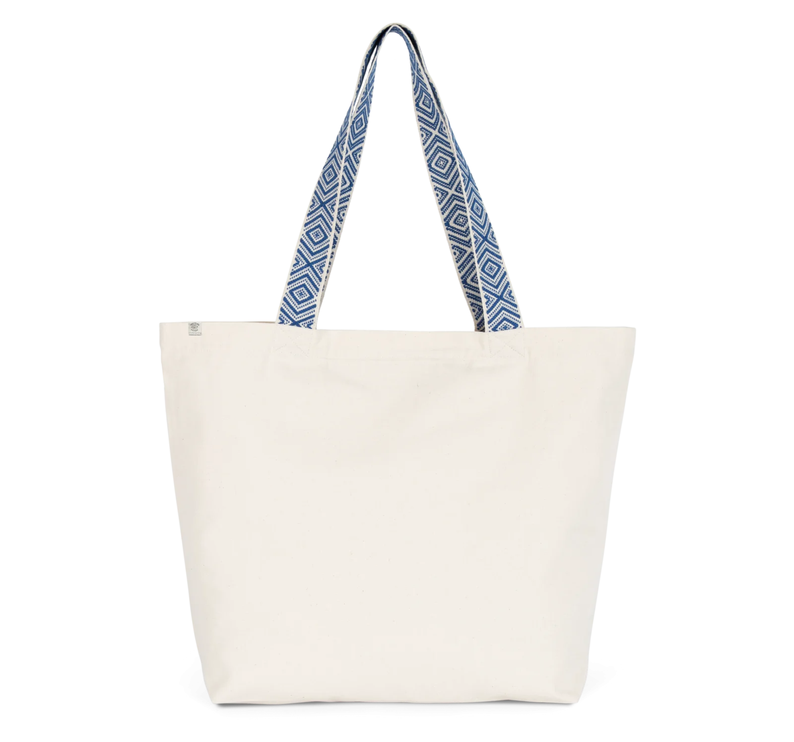 Grand sac shopping recyclé KINS118 — Ecume / Ethnic Blue