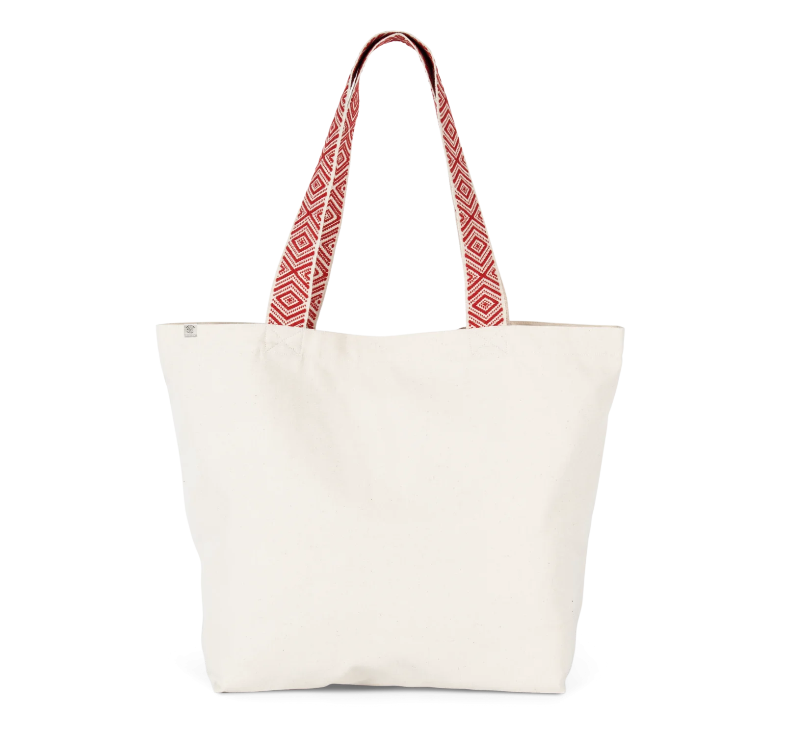 Grand sac shopping recyclé KINS118 — Ecume / Ethnic Red