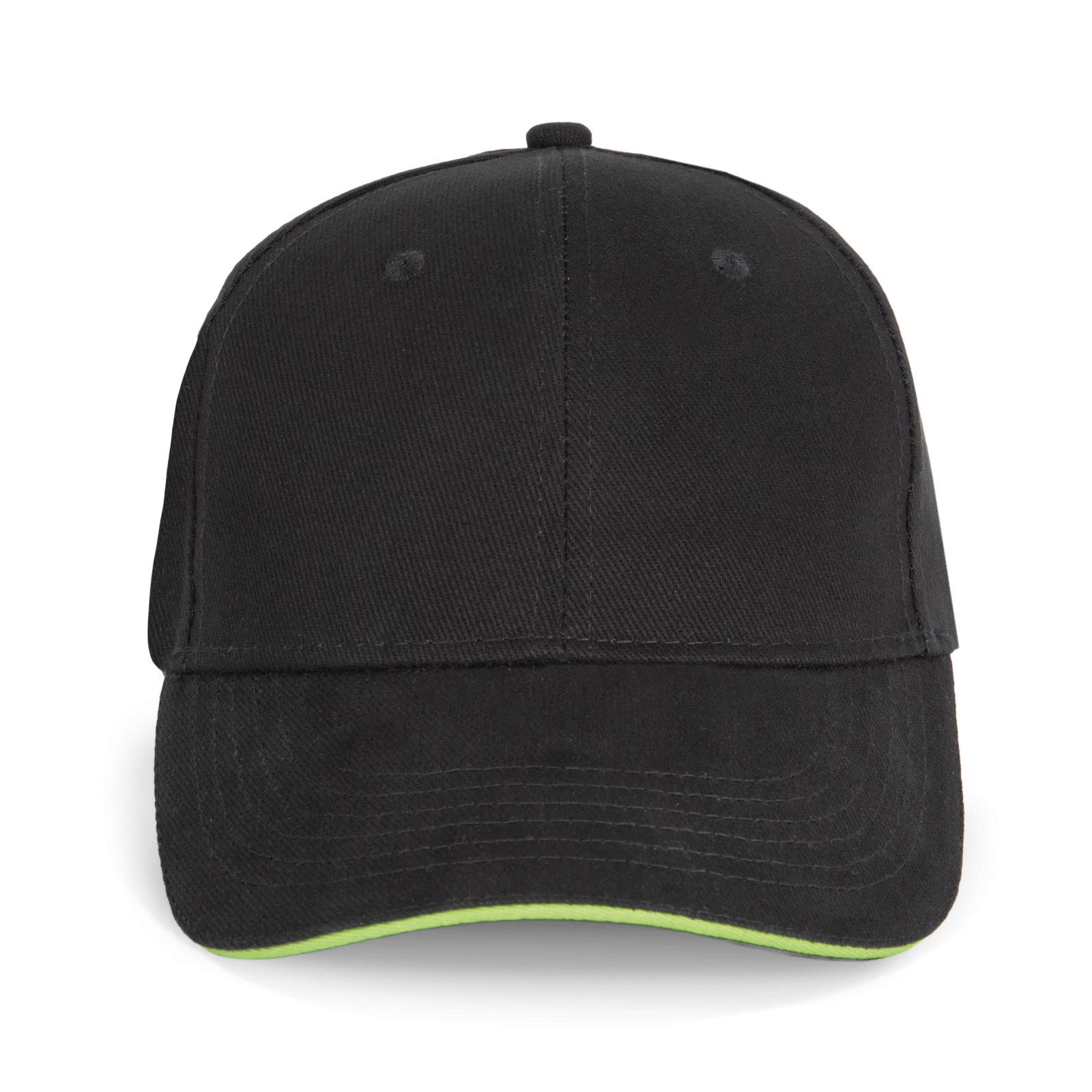 Orlando - casquette 6 panneaux KP011 — Black / Lime