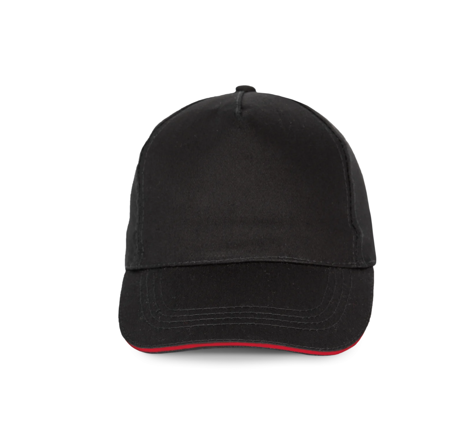 Casquette sandwich contrasté - 5 panneaux KP130 — Black / Red