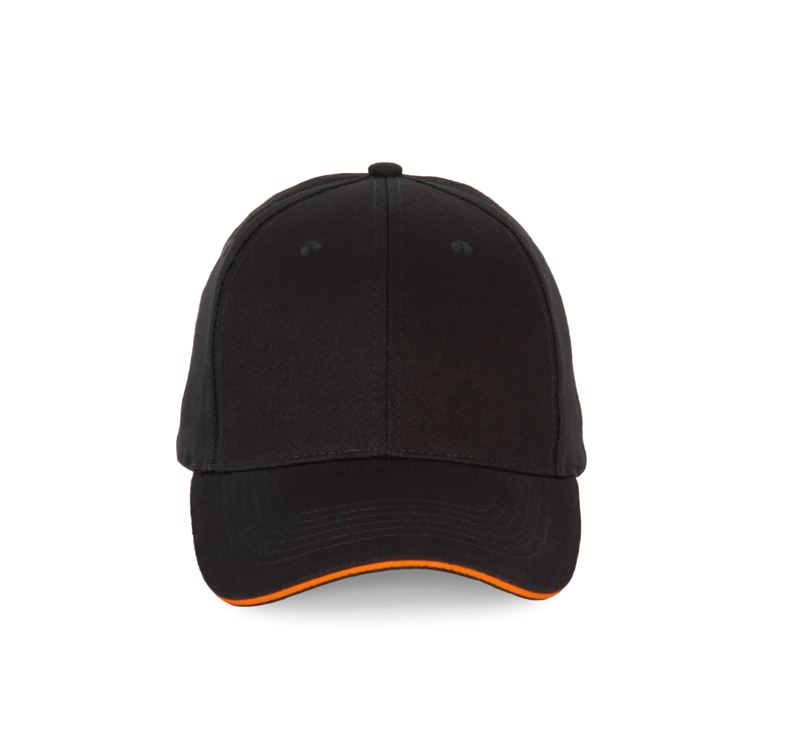 Casquette sandwich contrasté - 6 panneaux KP185 — Black / Orange