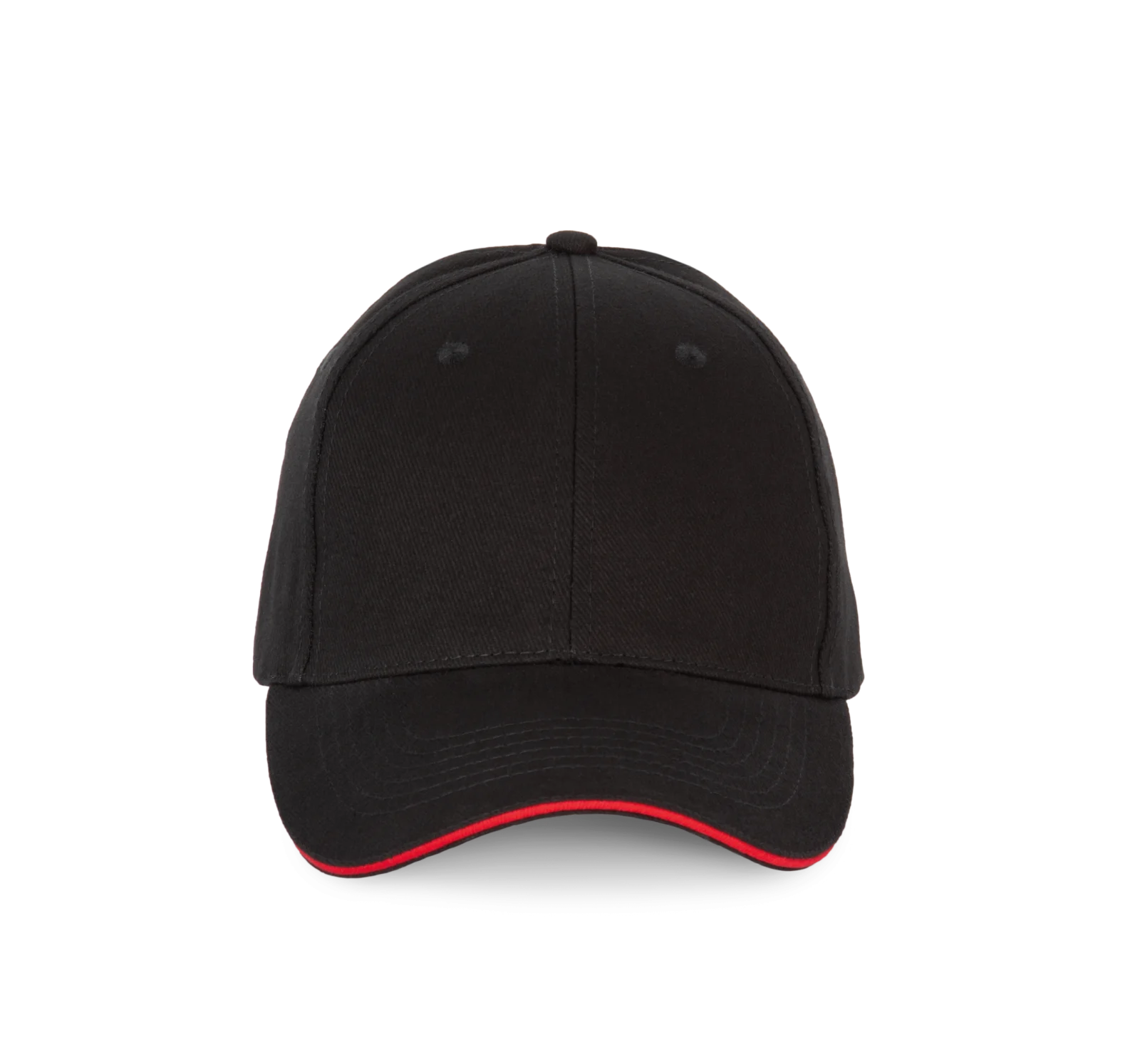 Casquette sandwich contrasté - 6 panneaux KP185 — Black / Red