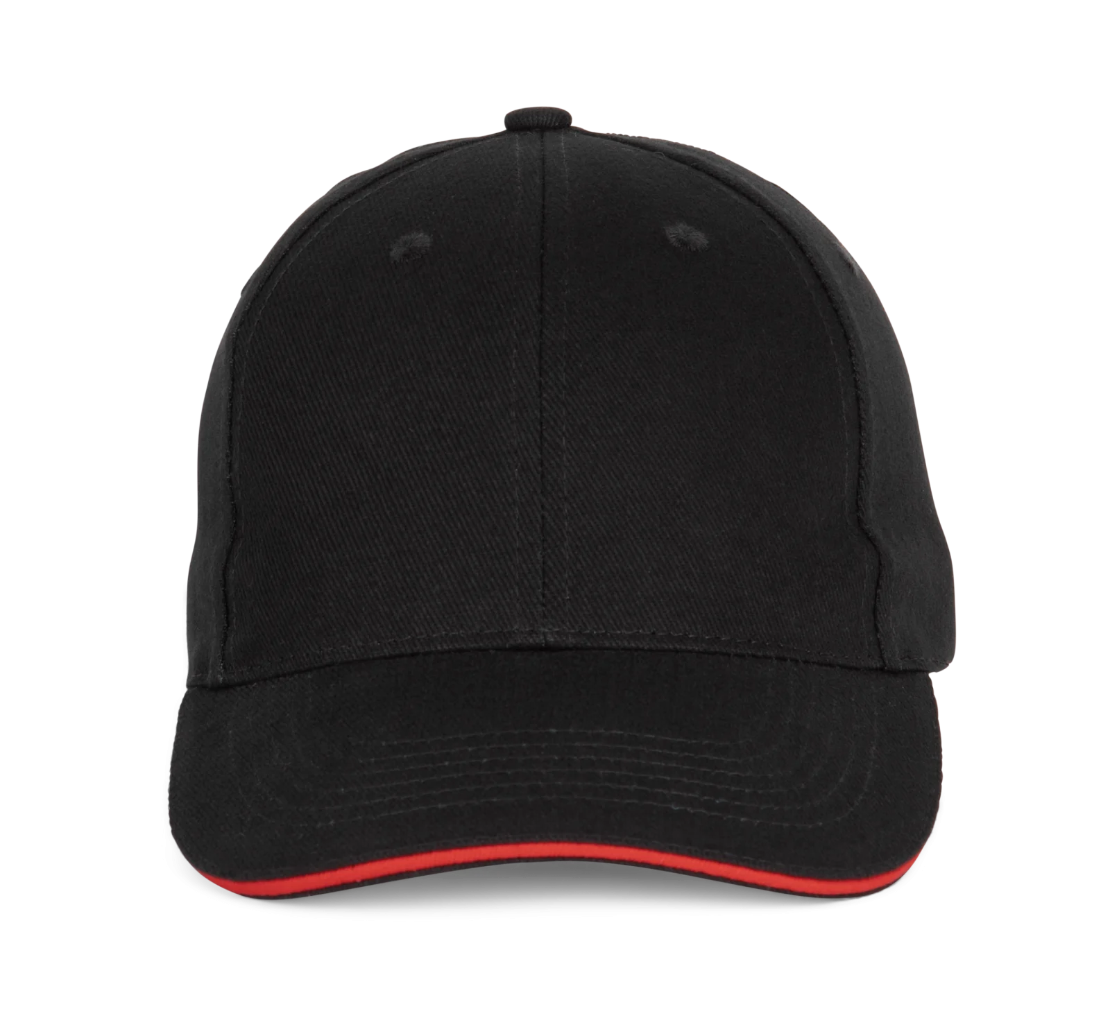 Casquette Baseball avec sandwich - 6 panneaux KP196 — Black / Red