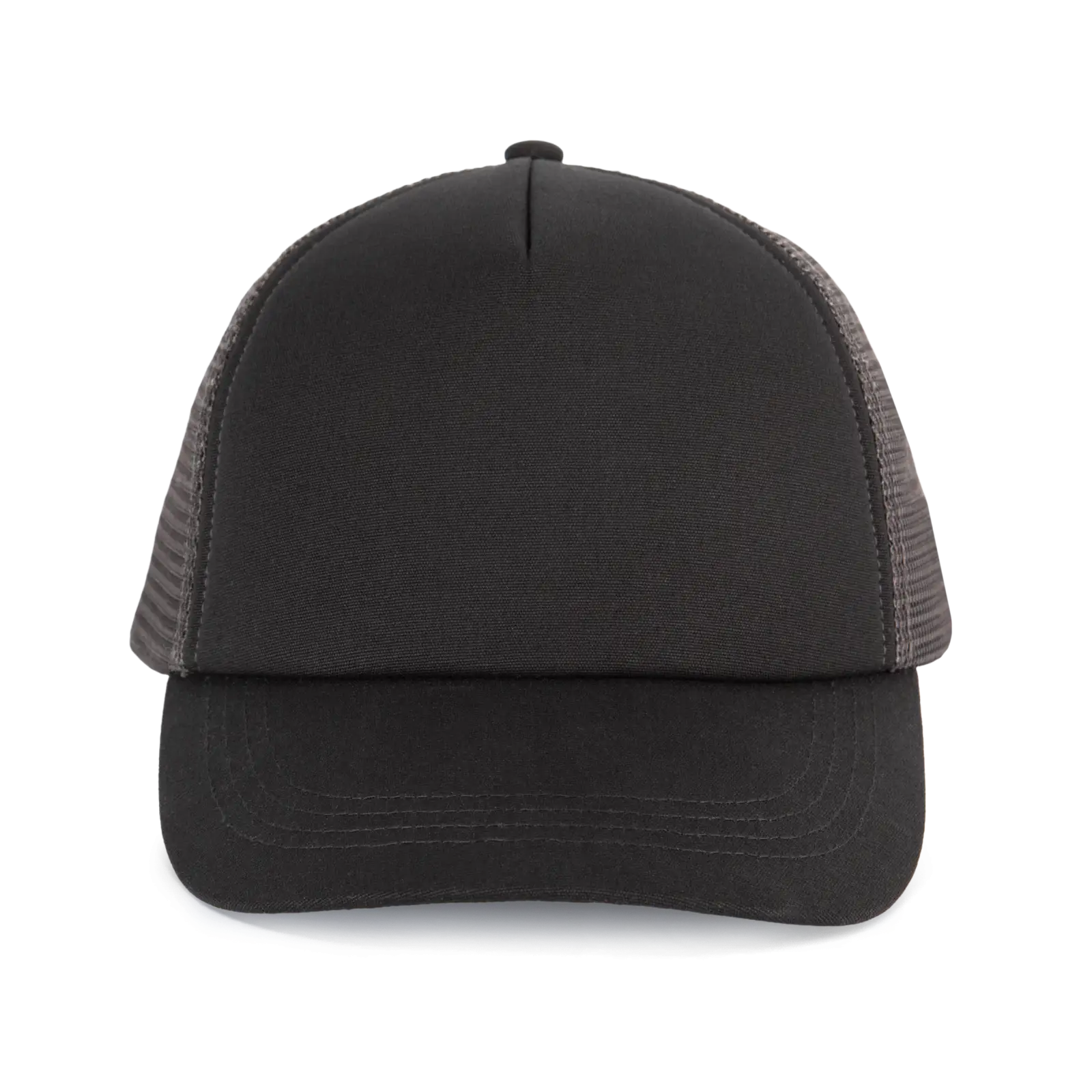 Casquette trucker 5 panneaux en coton canvas - K-up Gold Label KP240 — Black / Dark Grey
