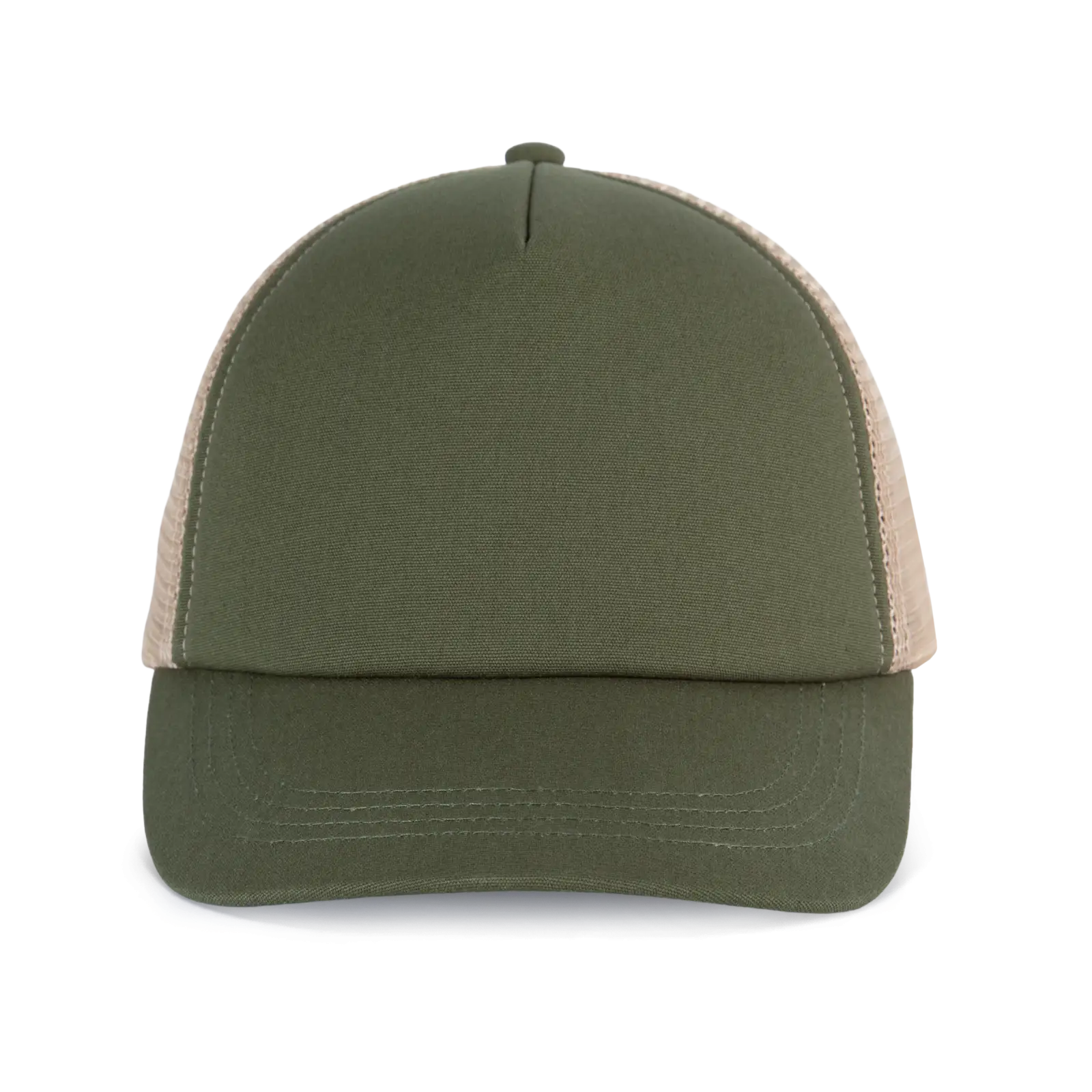 Casquette trucker 5 panneaux en coton canvas - K-up Gold Label KP240 — Clover Green / Beige Sand