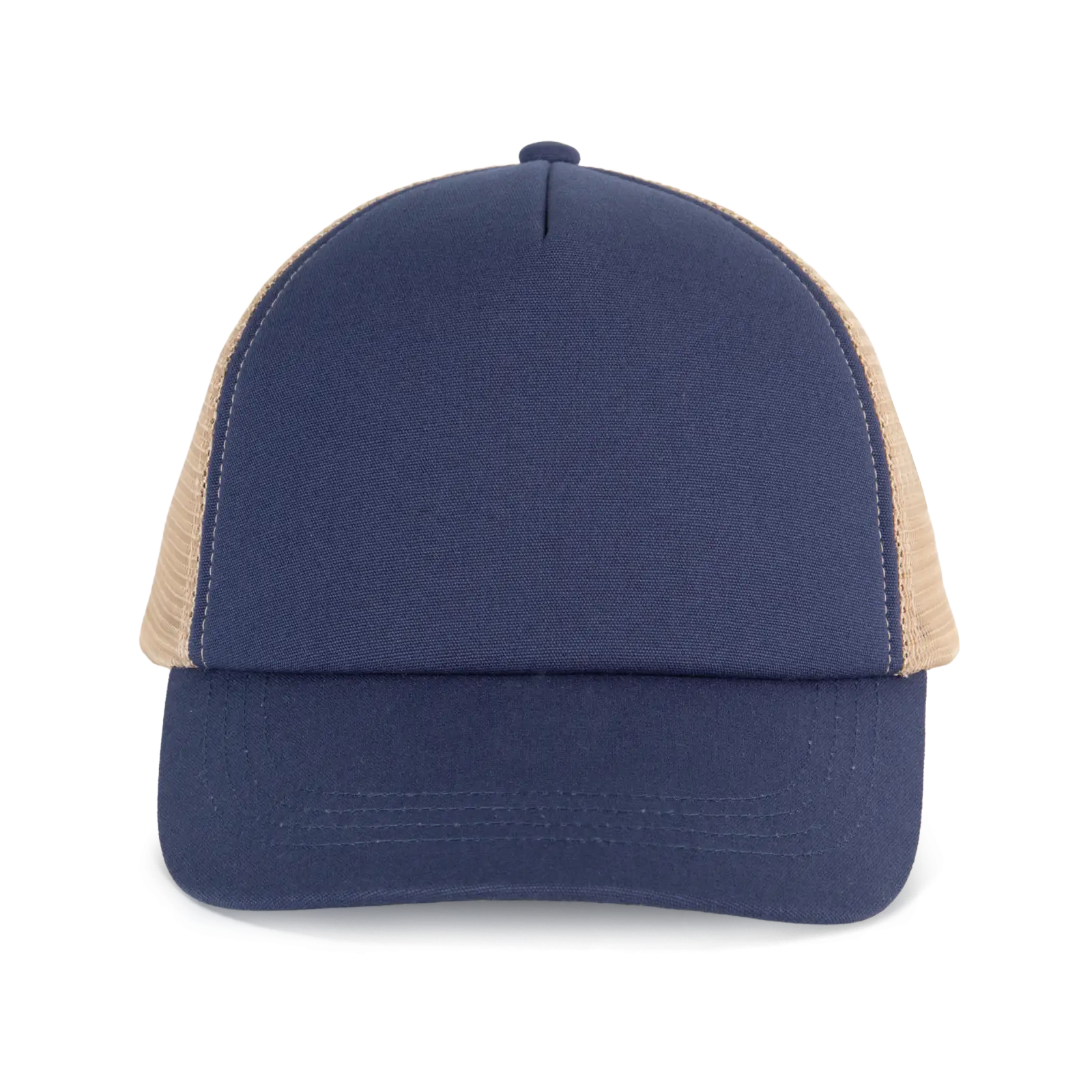 Casquette trucker 5 panneaux en coton canvas - K-up Gold Label KP240 — Mood Indigo / Beige Sand