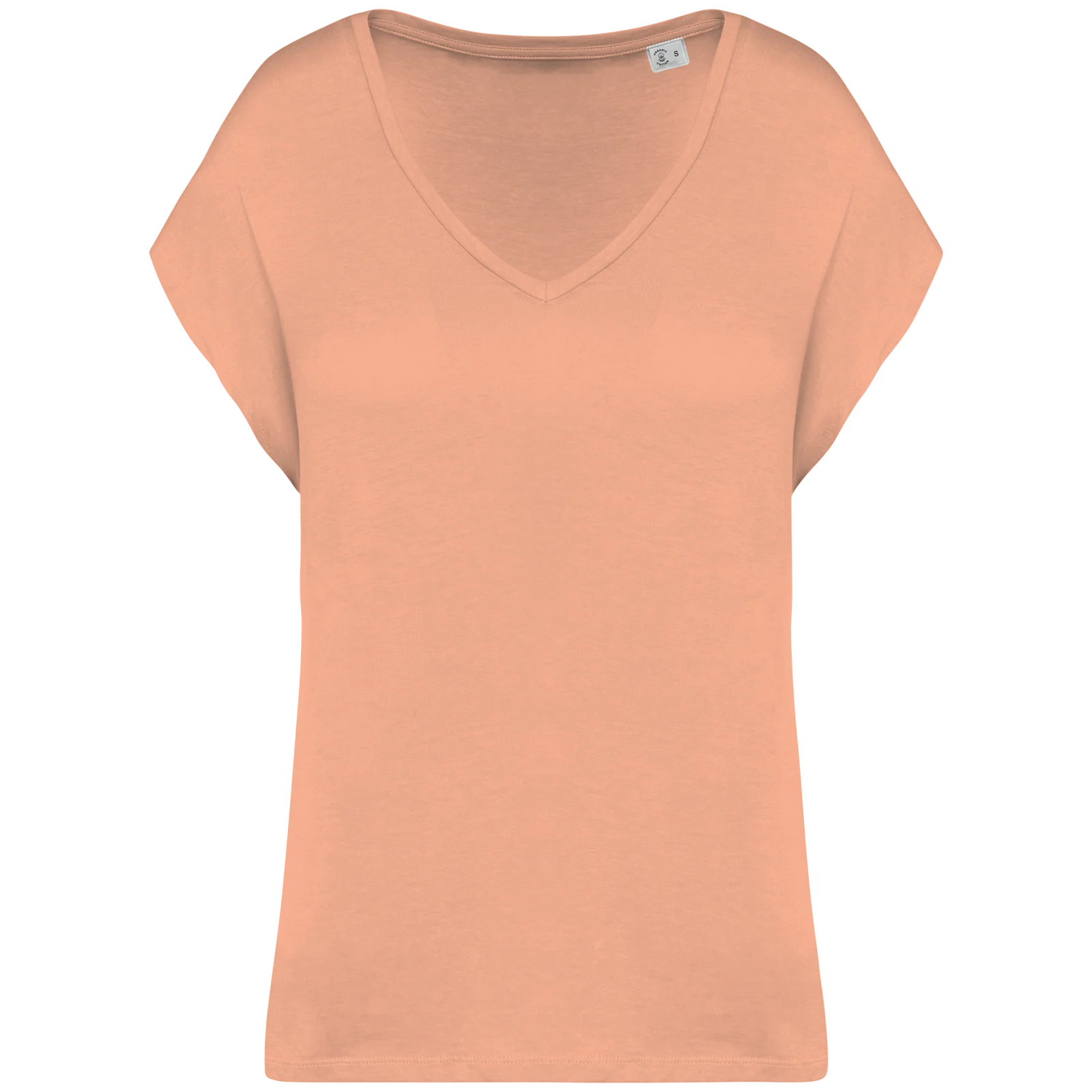 T-shirt écoresponsable loose à col V femme NS312 — Apricot