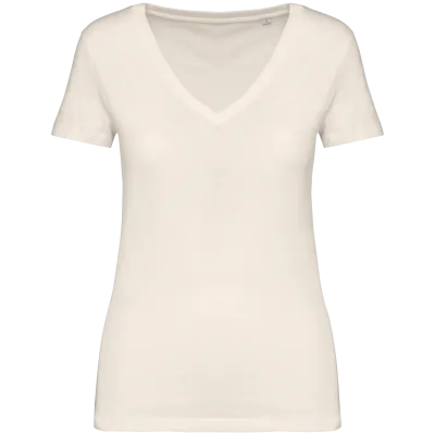 T-shirt écoresponsable col V femme NS334 — Ivory